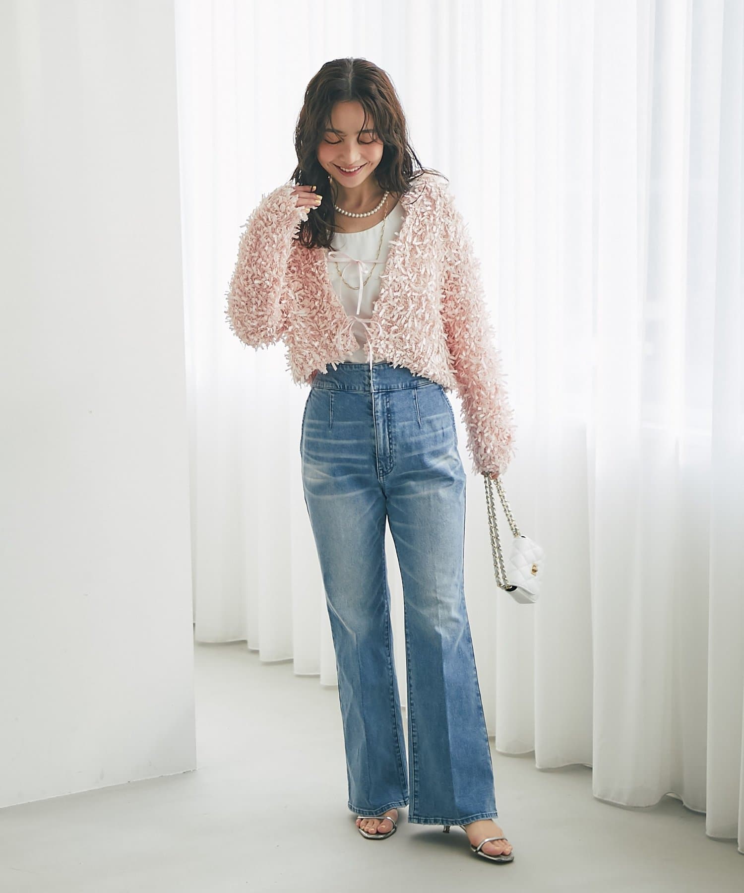 La boutique BonBon(ラブティックボンボン) テープヤーン前後２WAYカーディガン