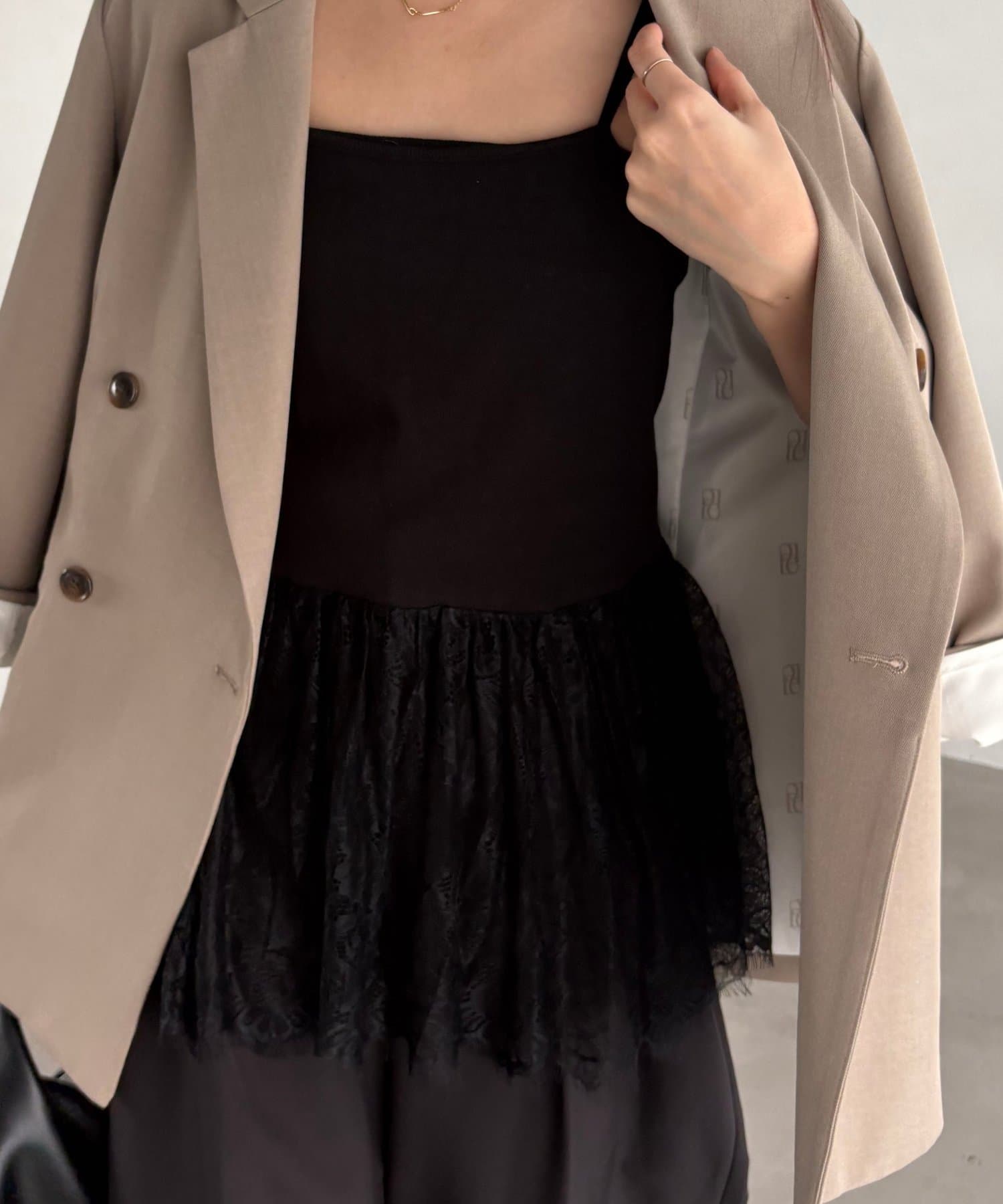 CAPRICIEUX LE'MAGE(カプリシュレマージュ) 【新色ブラック/調整可能◎】レースキャミ