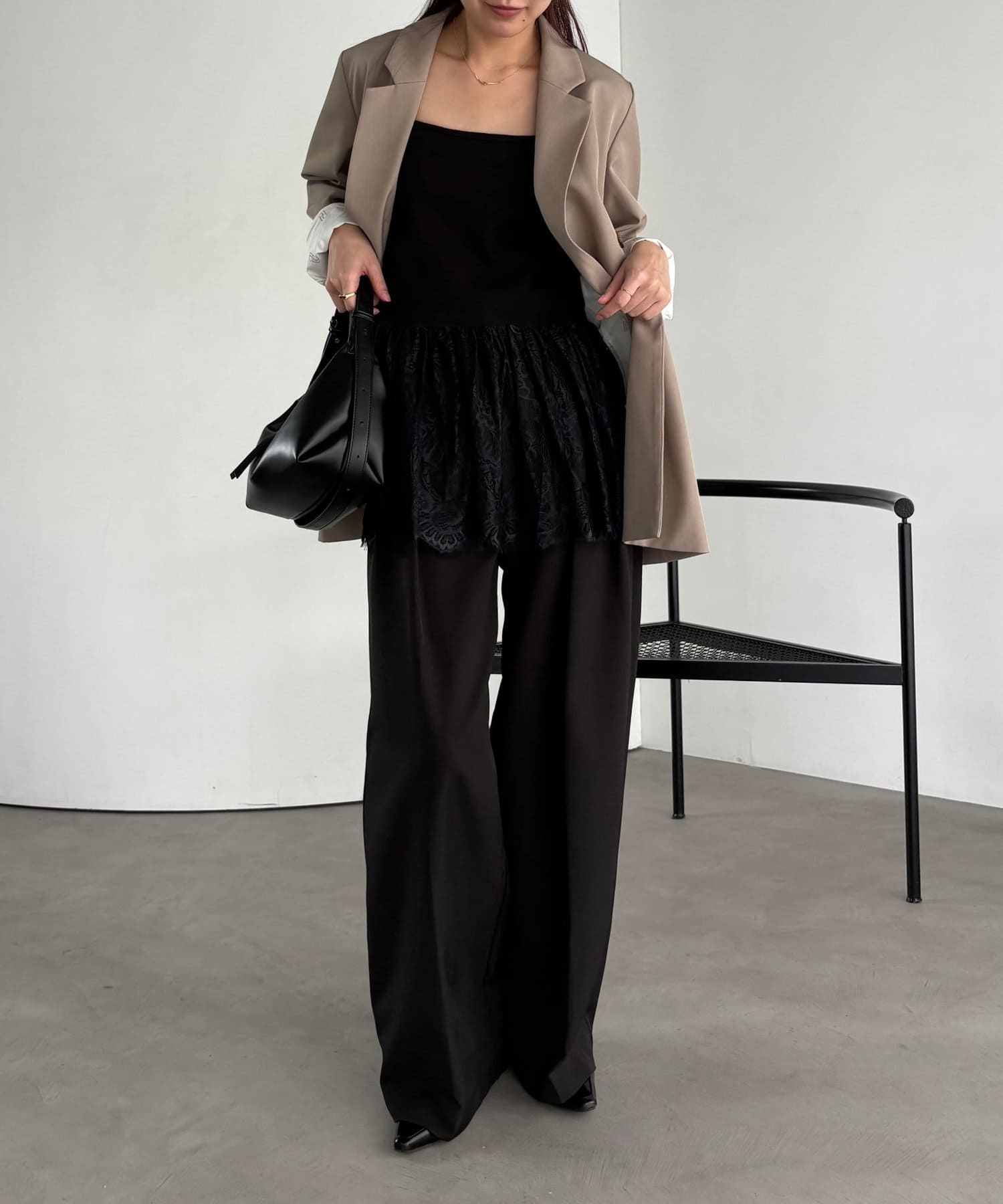 CAPRICIEUX LE'MAGE(カプリシュレマージュ) 【新色ブラック/調整可能◎】レースキャミ