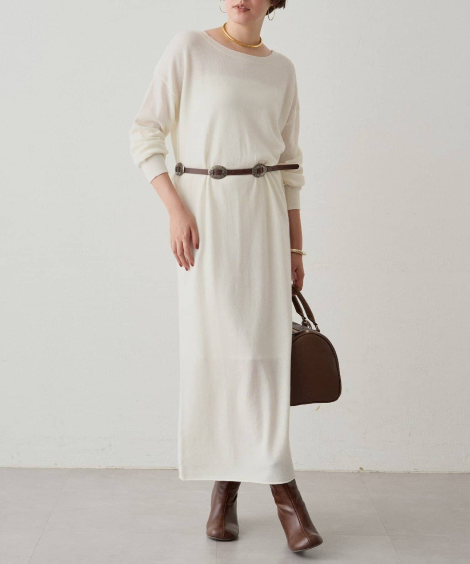 OUTLET(アウトレット) 【Loungedress】ウールカシミヤニットワンピース