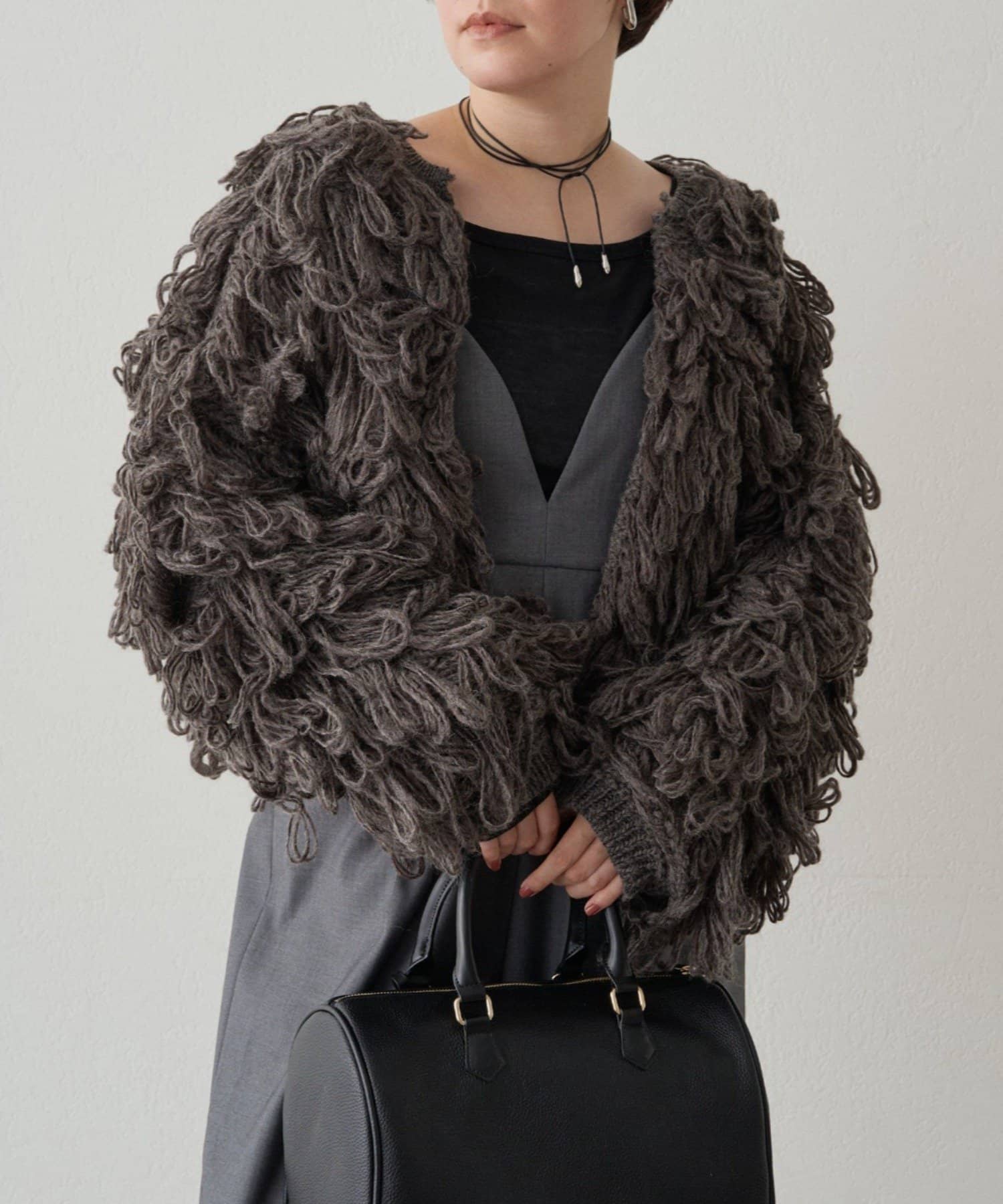 OUTLET(アウトレット) 【Loungedress】フリンジニットコート