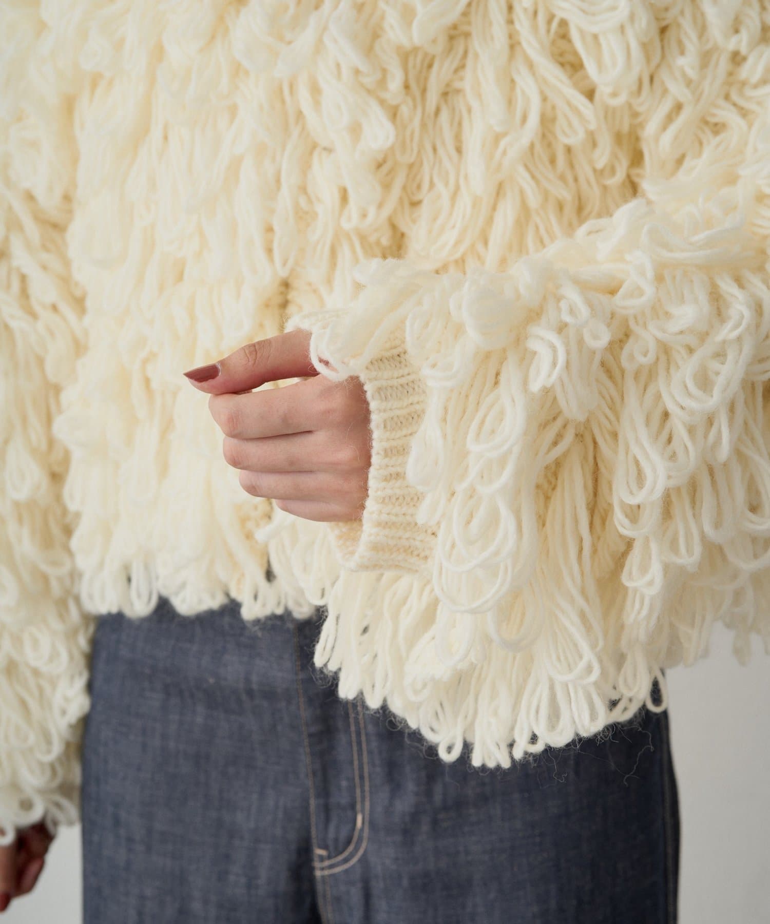 OUTLET(アウトレット) 【Loungedress】フリンジニットコート