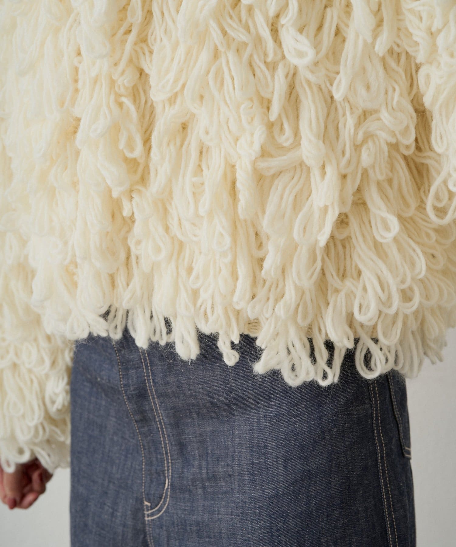 OUTLET(アウトレット) 【Loungedress】フリンジニットコート