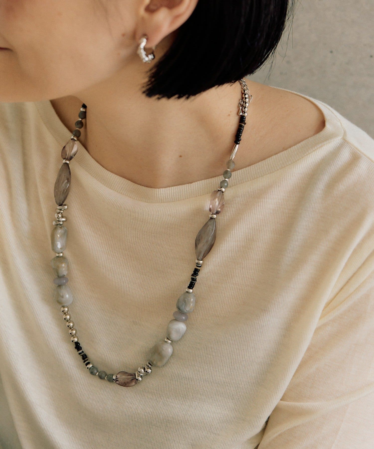 ear PAPILLONNER】あいまいマーブルネックレス | OUTLET(アウトレット 