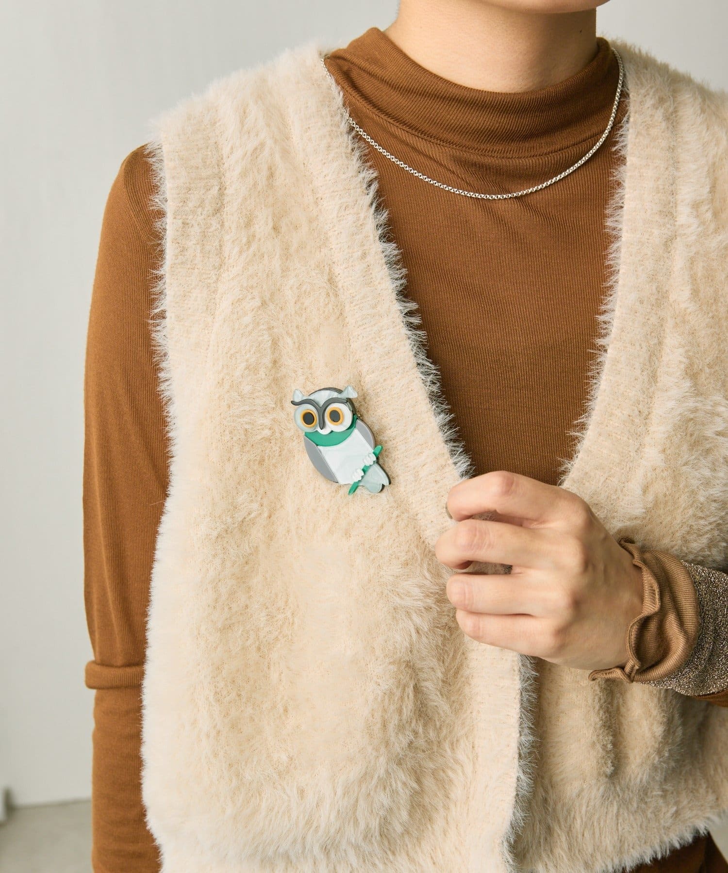 OUTLET(アウトレット) 【ear PAPILLONNER】森のミミズクブローチ