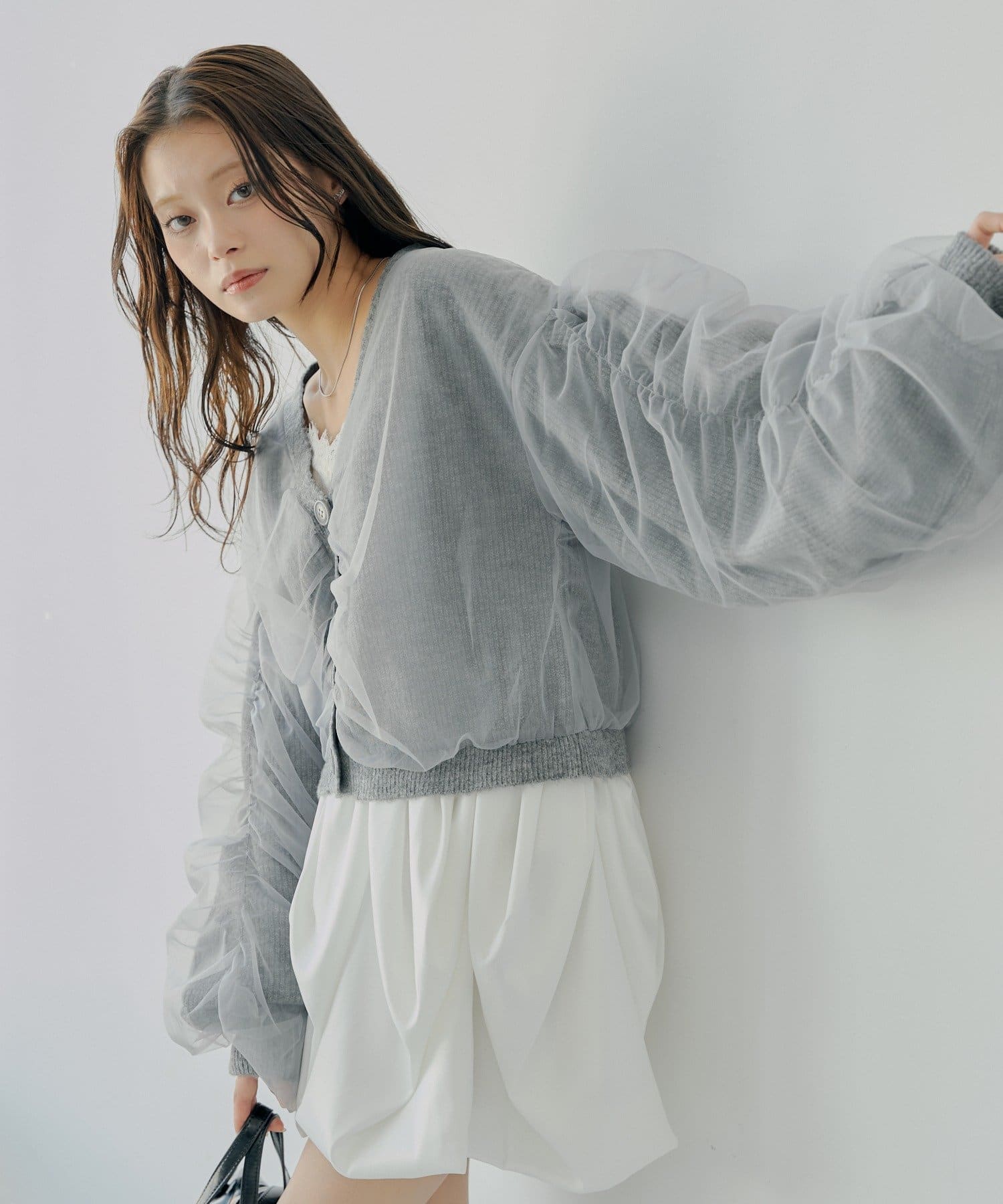 OUTLET(アウトレット) 【Chico】チュールレイヤードボリュームニット