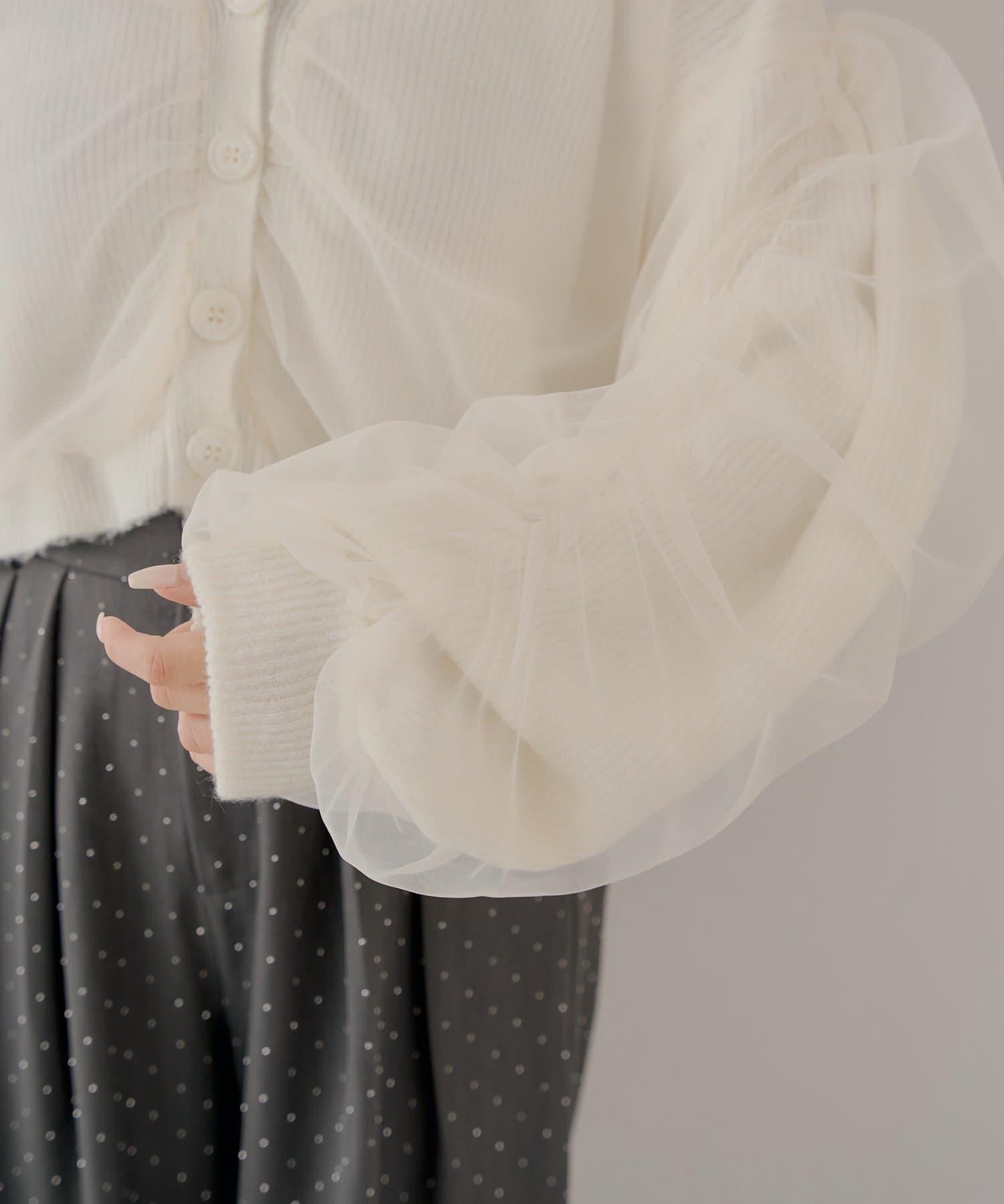 OUTLET(アウトレット) 【Chico】チュールレイヤードボリュームニット