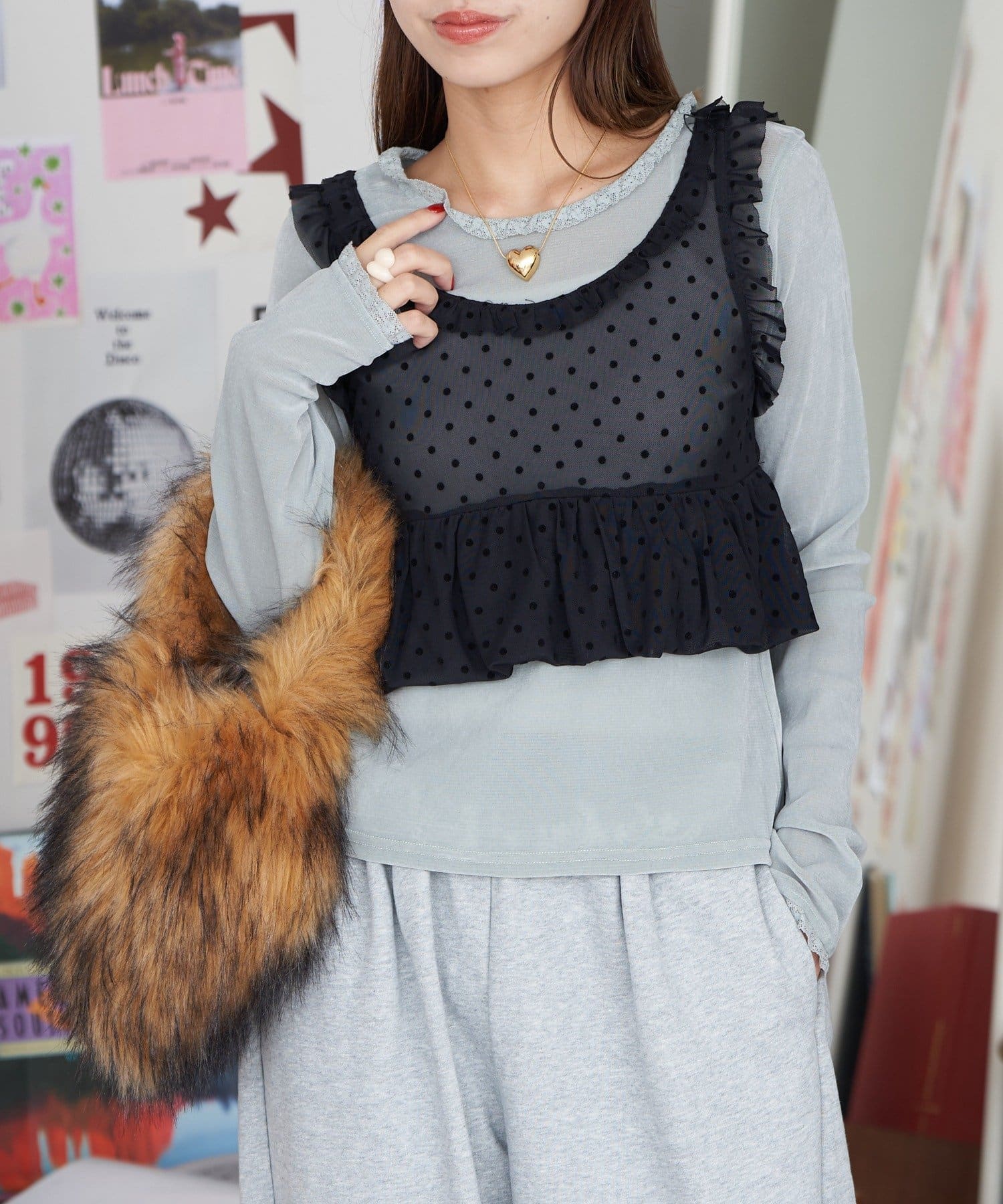 OUTLET(アウトレット) 【Ciaopanic】セットアイテムチュールビスチェ付きカットソー