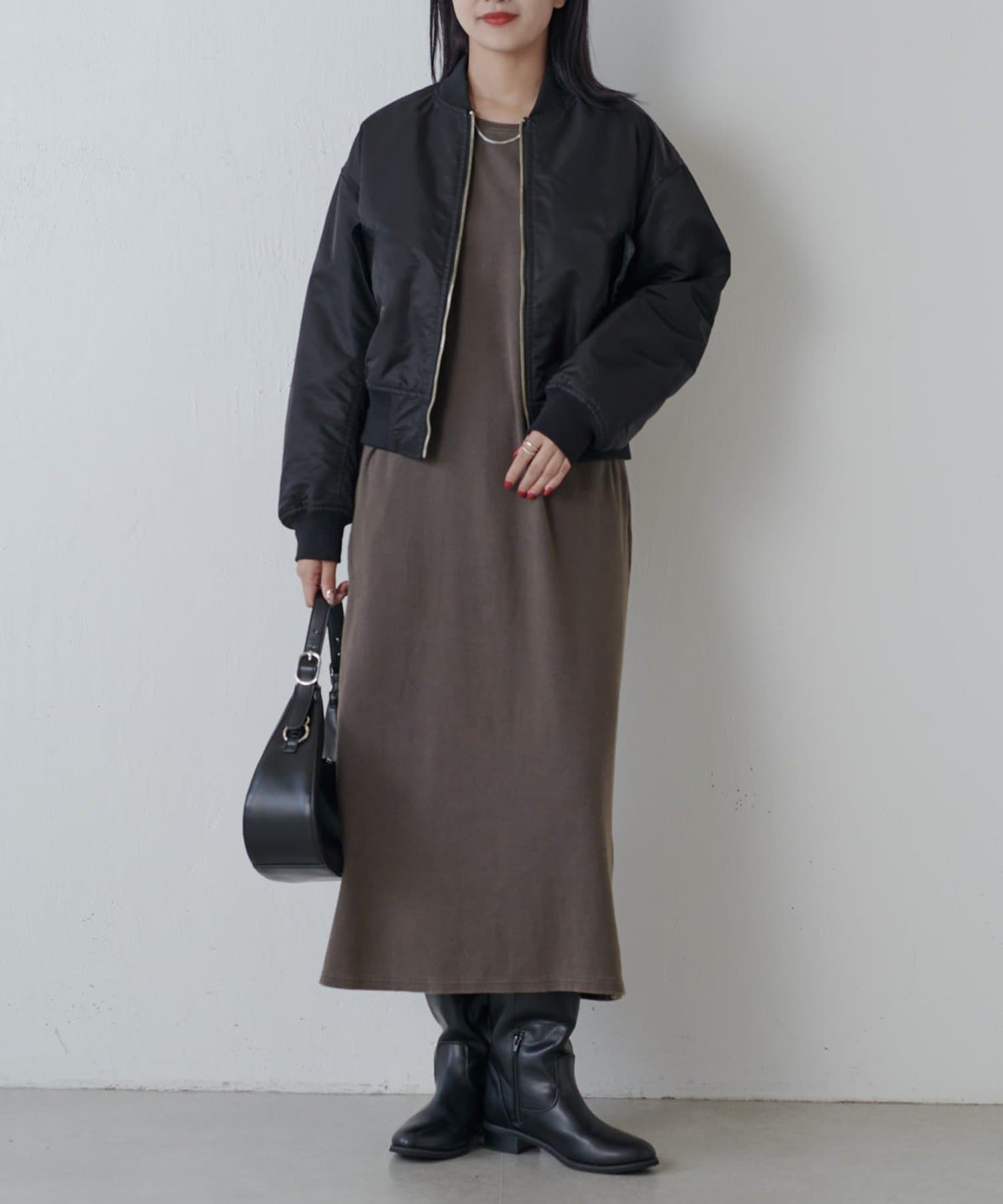 OUTLET(アウトレット) 【Lui's】ヴィンテージ加工バックスリットリブワンピース