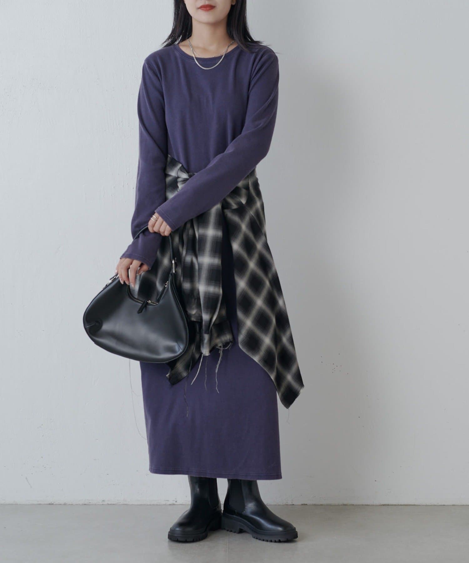 OUTLET(アウトレット) 【Lui's】ヴィンテージ加工バックスリットリブワンピース