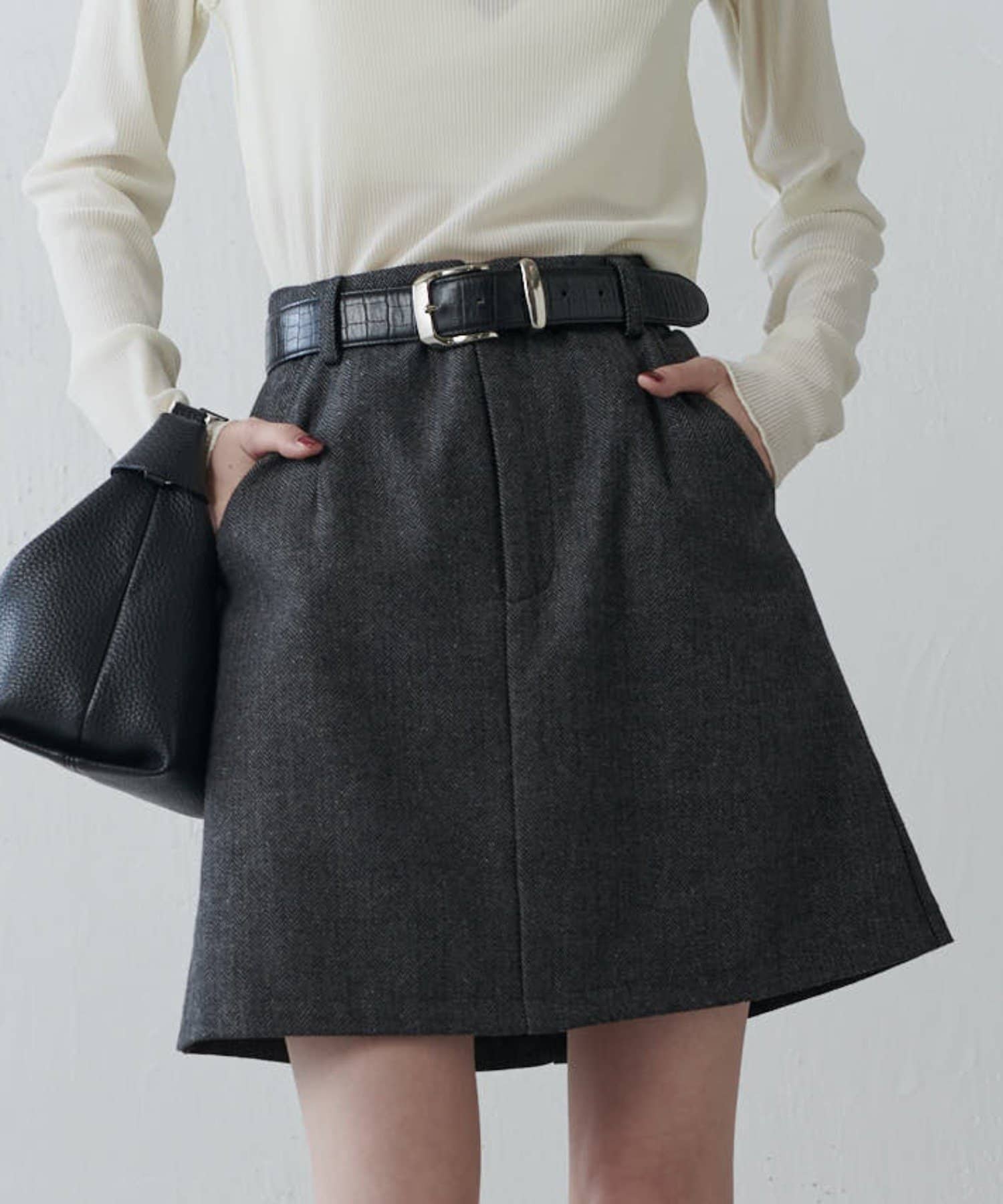 OUTLET(アウトレット) 【Lui's】ヘリンボーンミニスカート