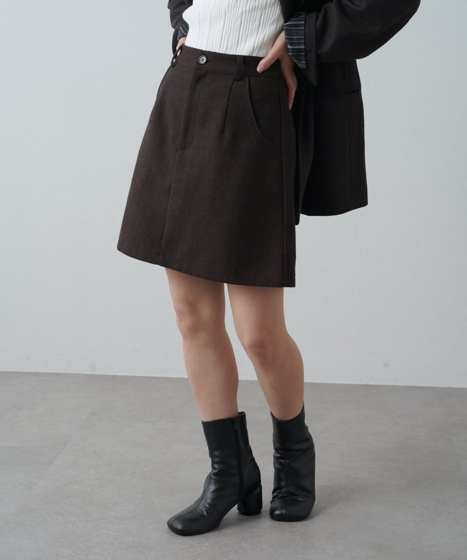 OUTLET(アウトレット) 【Lui's】ヘリンボーンミニスカート