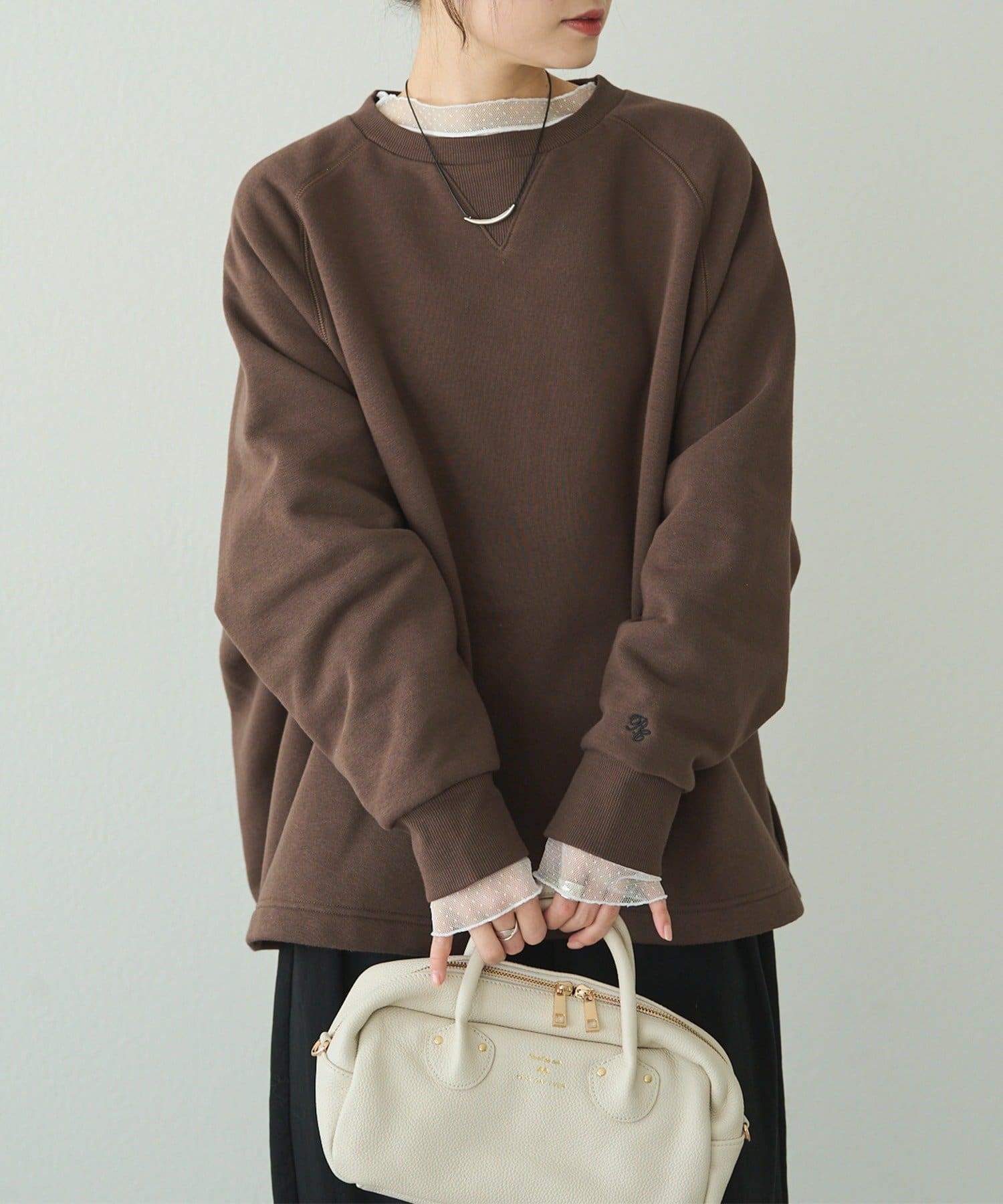 PUAL CE CIN(ピュアルセシン) 裏起毛ポンチョスウェットプルオーバー