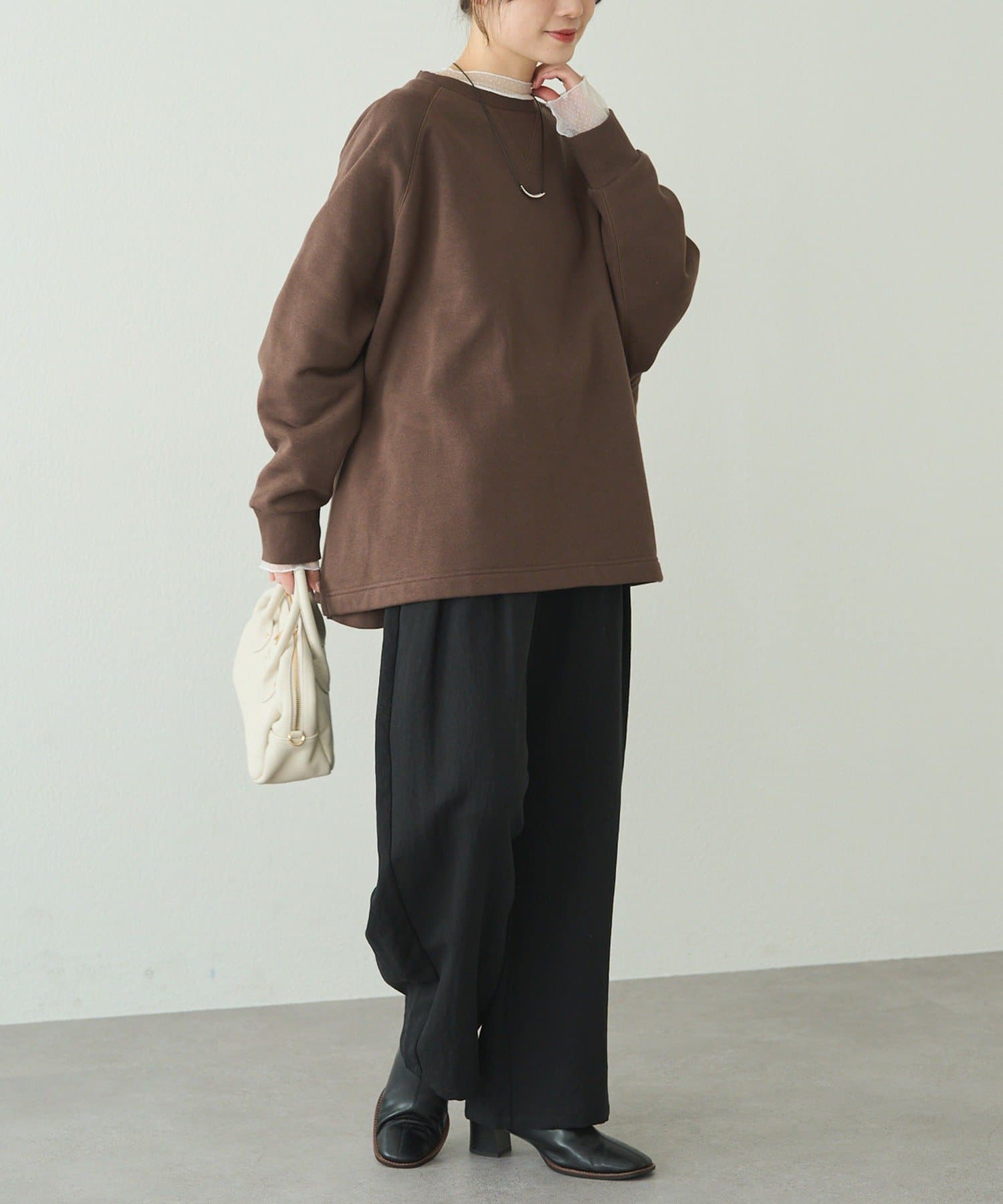 PUAL CE CIN(ピュアルセシン) 裏起毛ポンチョスウェットプルオーバー