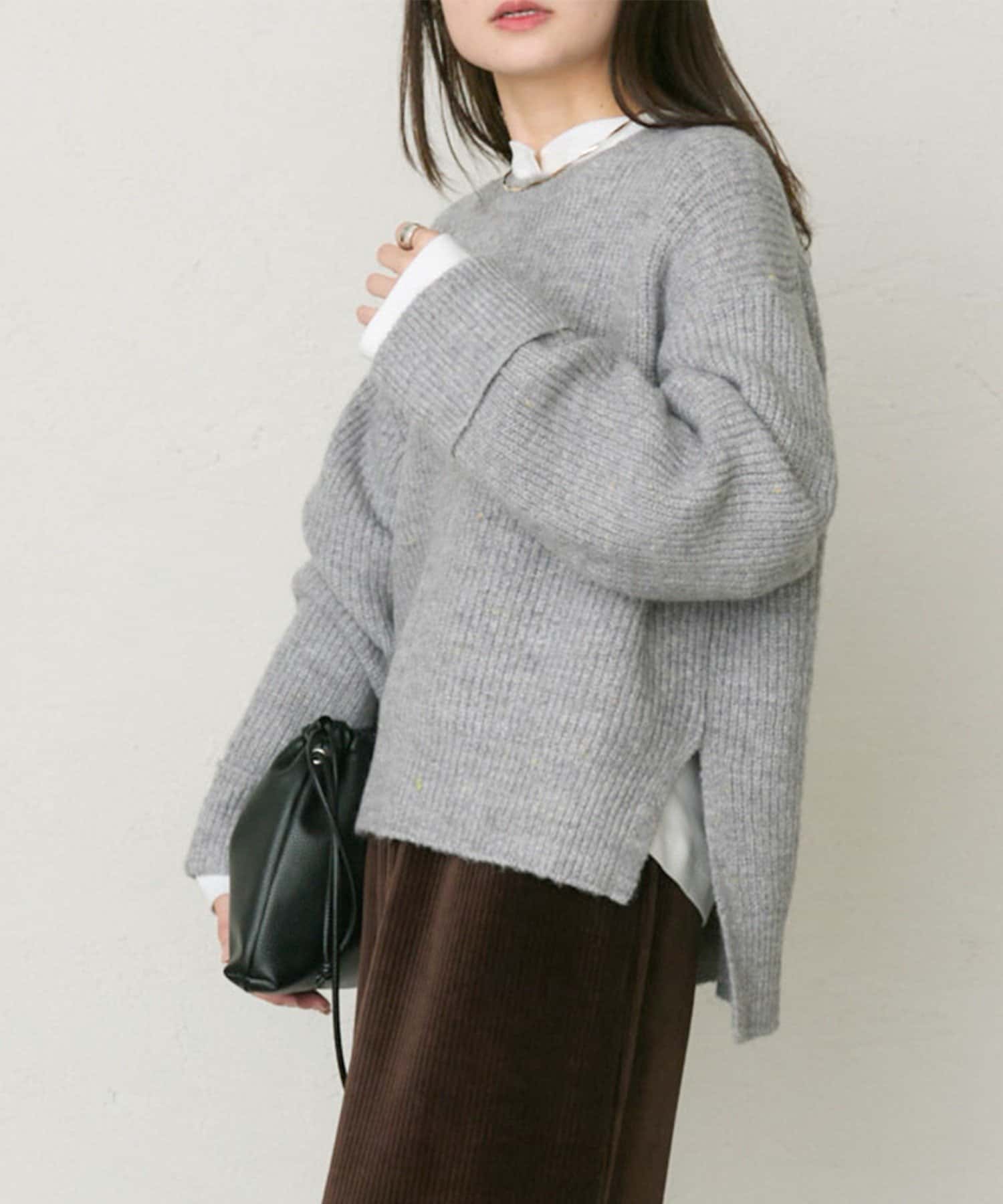 PUAL CE CIN(ピュアルセシン) ネップクルーネックニットプルオーバー