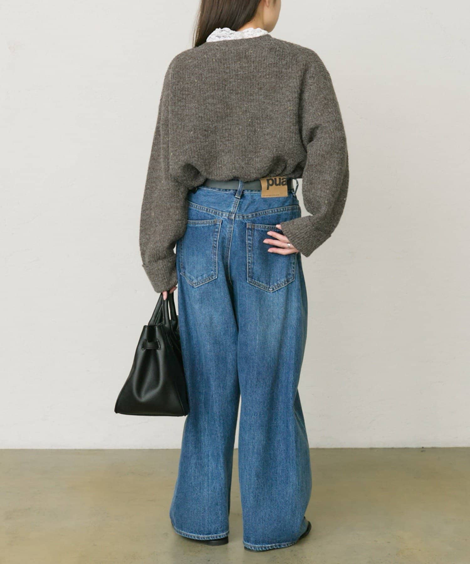 PUAL CE CIN(ピュアルセシン) ネップクルーネックニットプルオーバー