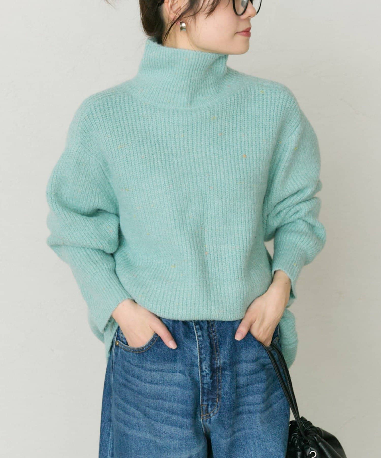 PUAL CE CIN(ピュアルセシン) ネップハイネックニットプルオーバー