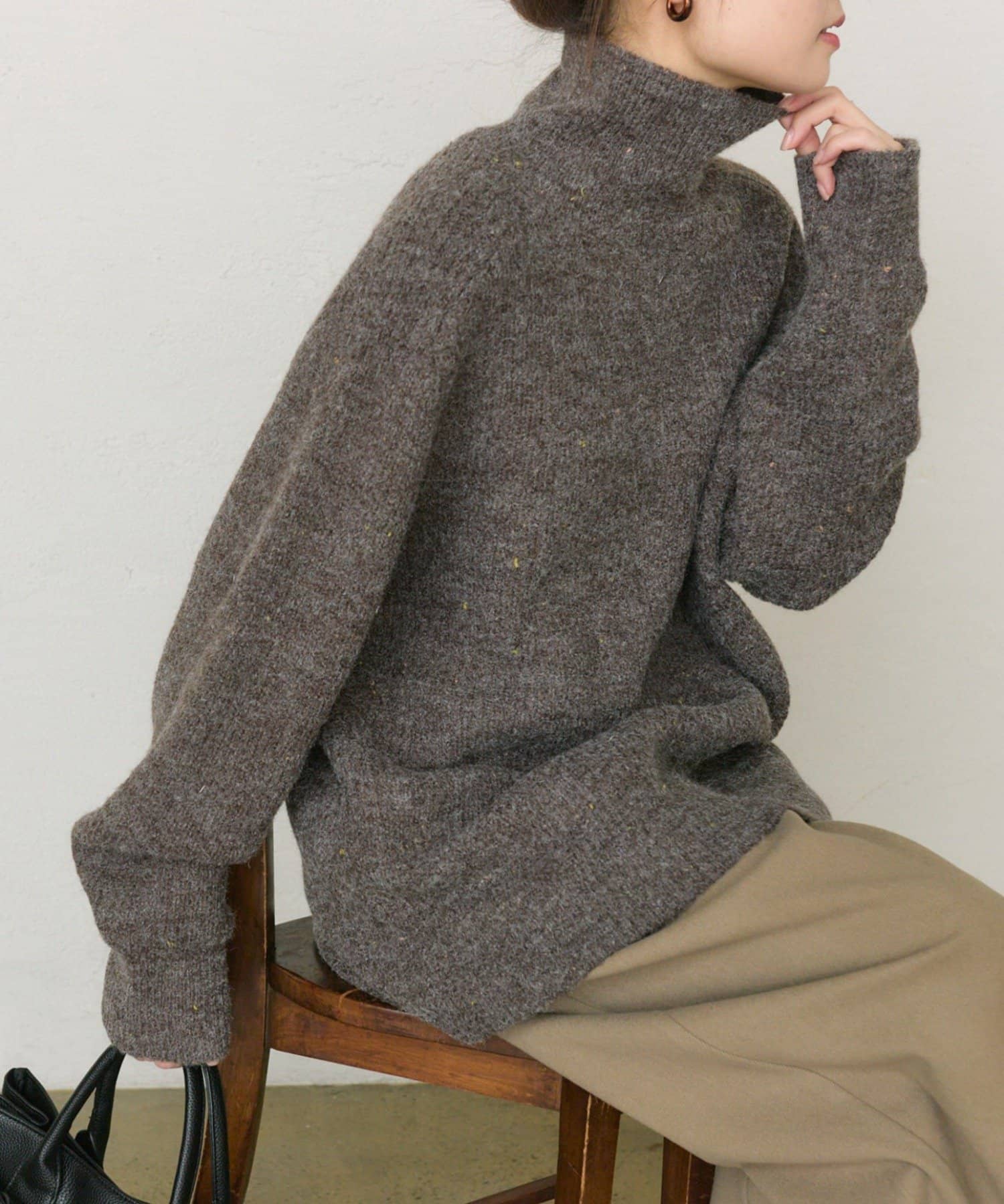 PUAL CE CIN(ピュアルセシン) ネップハイネックニットプルオーバー