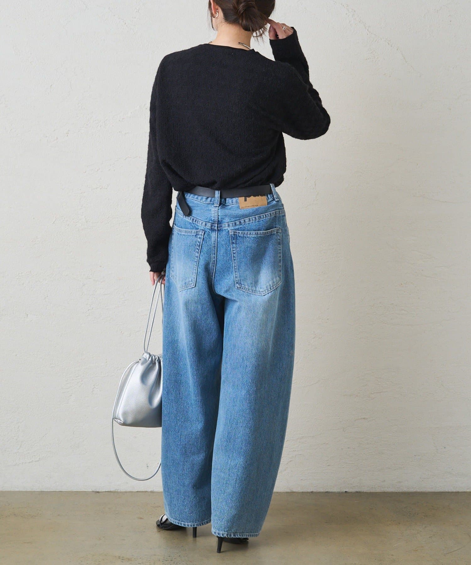 PUAL CE CIN(ピュアルセシン) シャギー花柄ストレッチジャガードプルオーバー