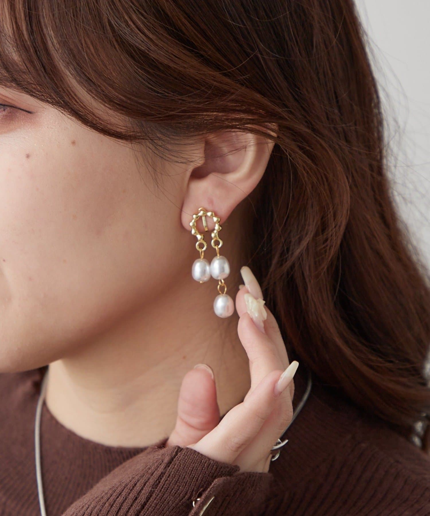 NICE CLAUP / OLIVE des OLIVE OUTLET(ナイスクラップ  / オリーブ デ オリーブ アウトレット) 【RMAF】3パールイヤリング