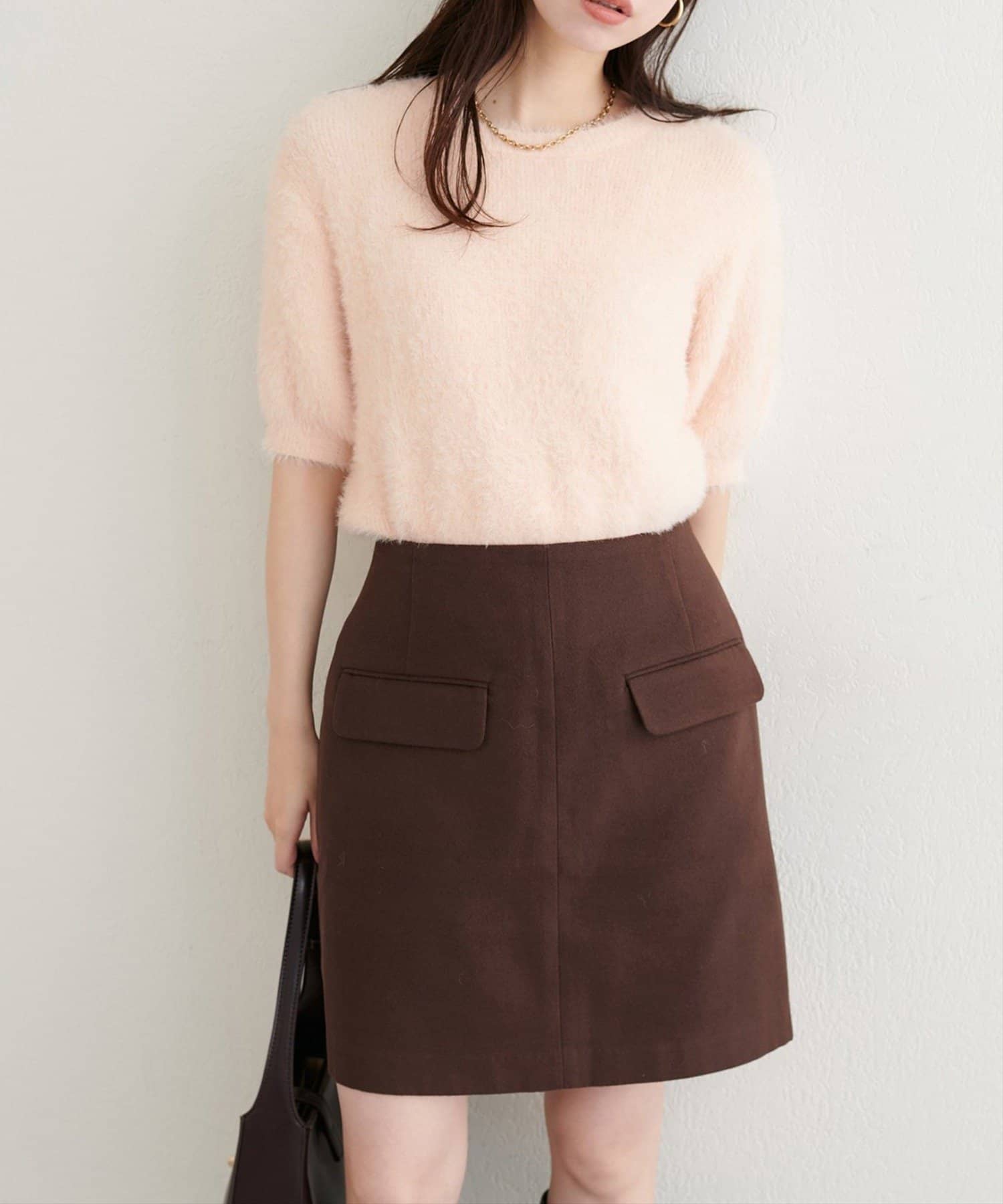 NICE CLAUP / OLIVE des OLIVE OUTLET(ナイスクラップ  / オリーブ デ オリーブ アウトレット) 【EVERY.VERY niceclaup】フェザーヤーン半袖ニットプルオーバー