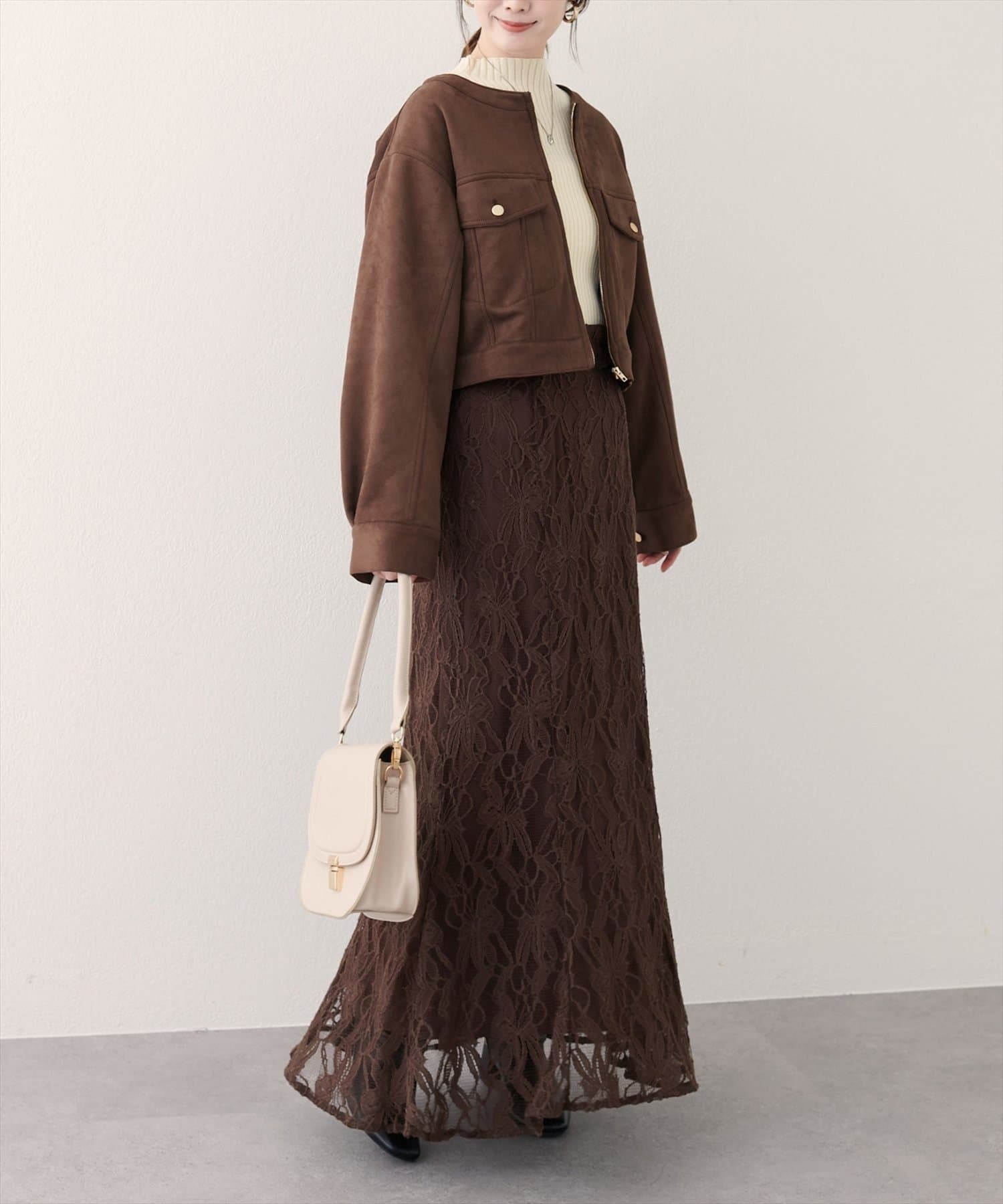 NICE CLAUP / OLIVE des OLIVE OUTLET(ナイスクラップ  / オリーブ デ オリーブ アウトレット) 【EVERY.VERY niceclaup】スウェード風ブルゾン