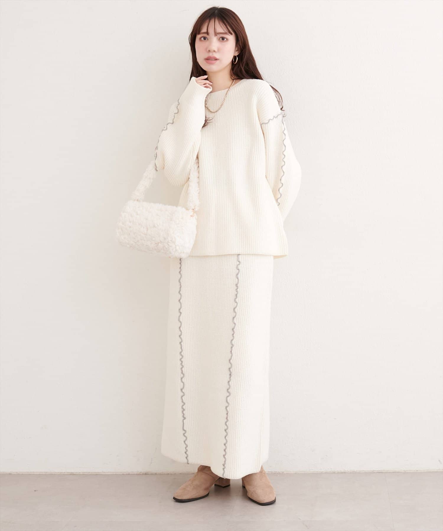 natural couture(ナチュラルクチュール) メロー使いニットスカート