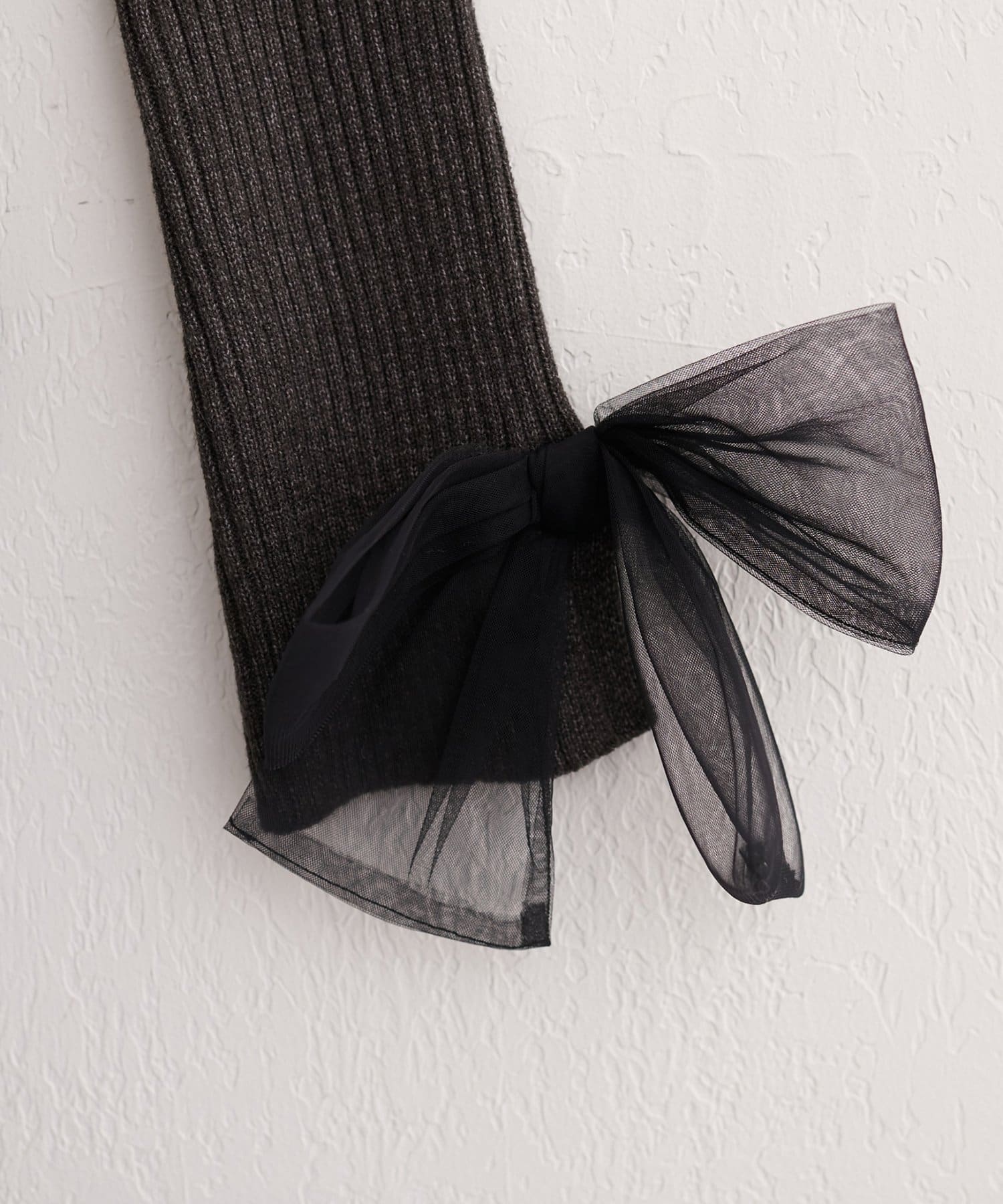 natural couture(ナチュラルクチュール) 袖口チュールリボンニット