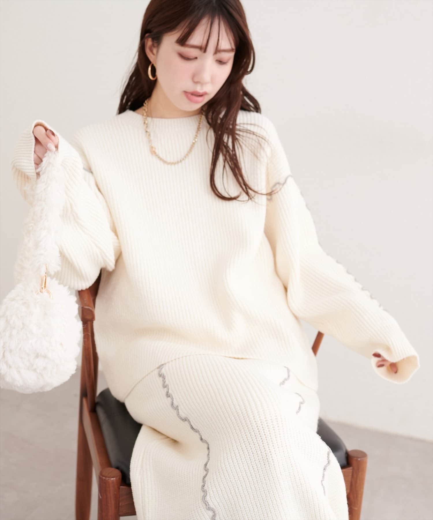 natural couture(ナチュラルクチュール) メロー使いニットプルオーバー