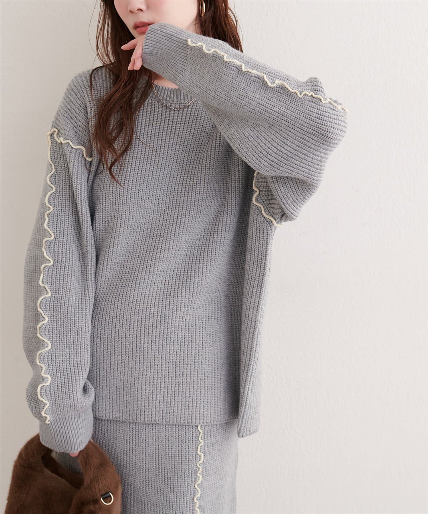 natural couture(ナチュラルクチュール) メロー使いニットプルオーバー