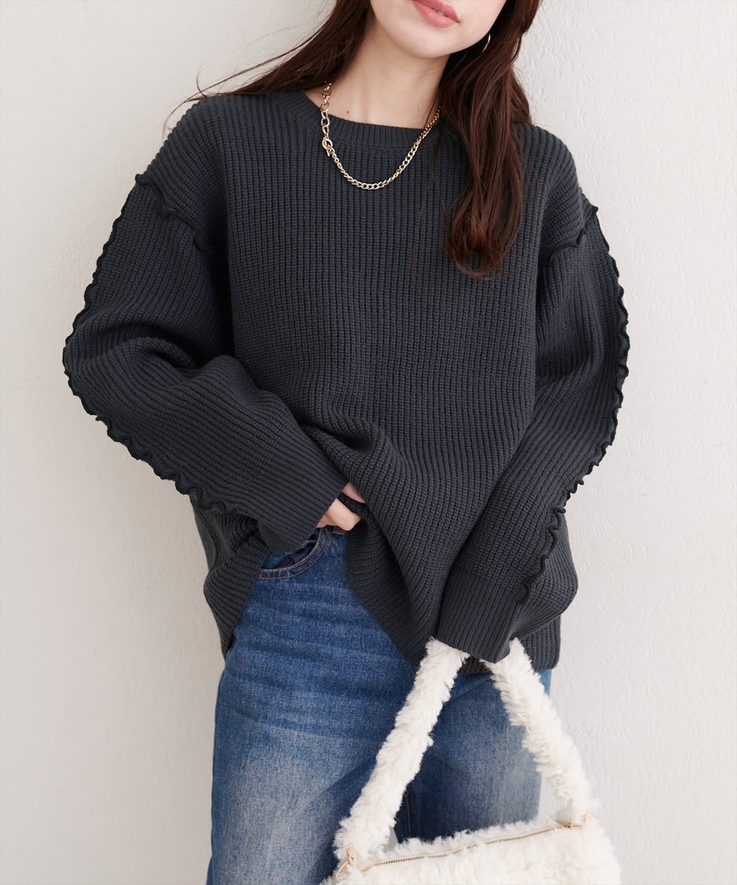 メロー使いニットプルオーバー | natural couture(ナチュラル