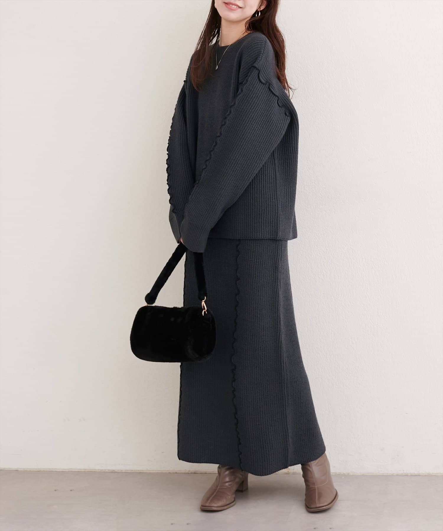 natural couture(ナチュラルクチュール) メロー使いニットプルオーバー