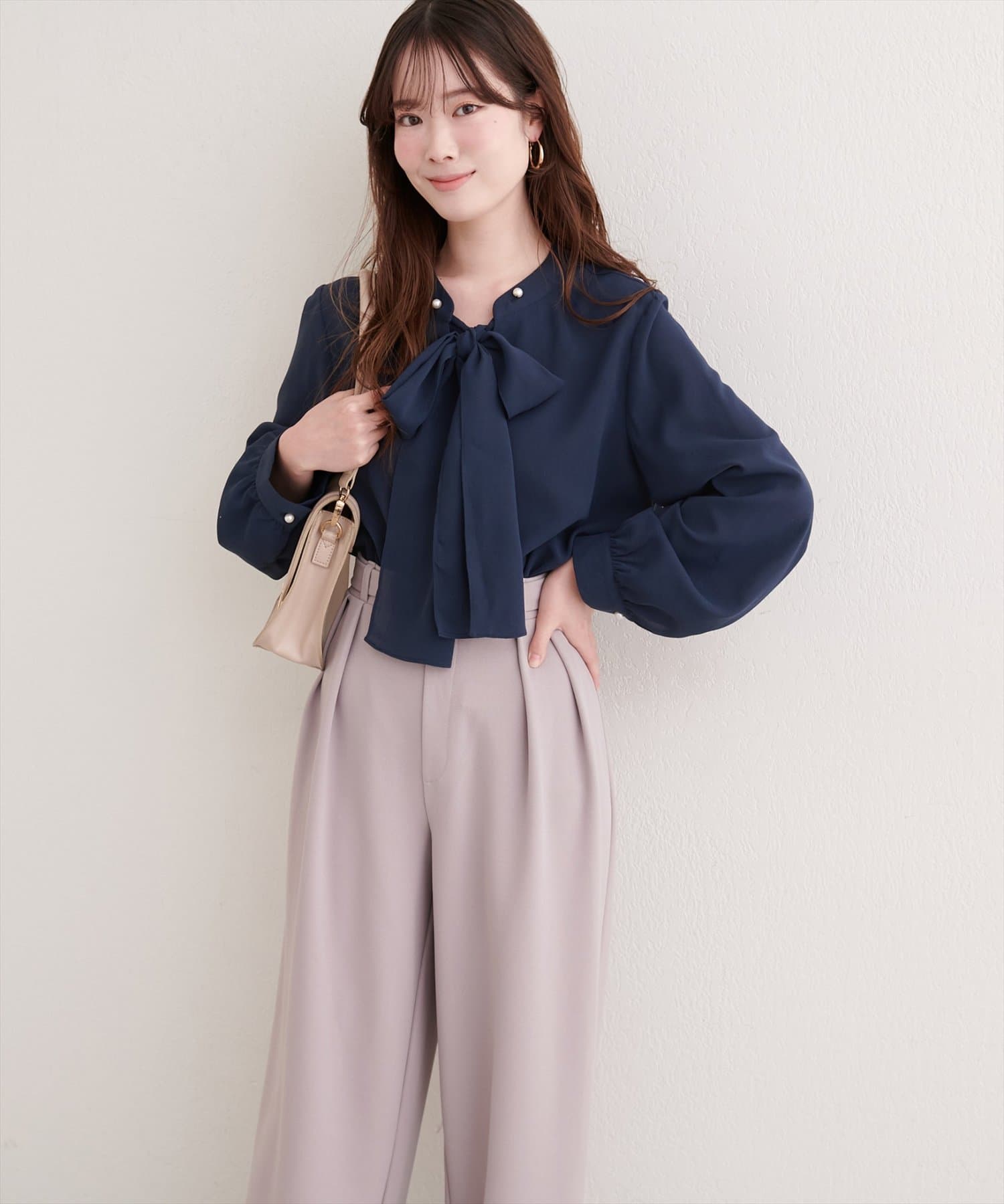 natural couture(ナチュラルクチュール) ２WAYリボンタイブラウス