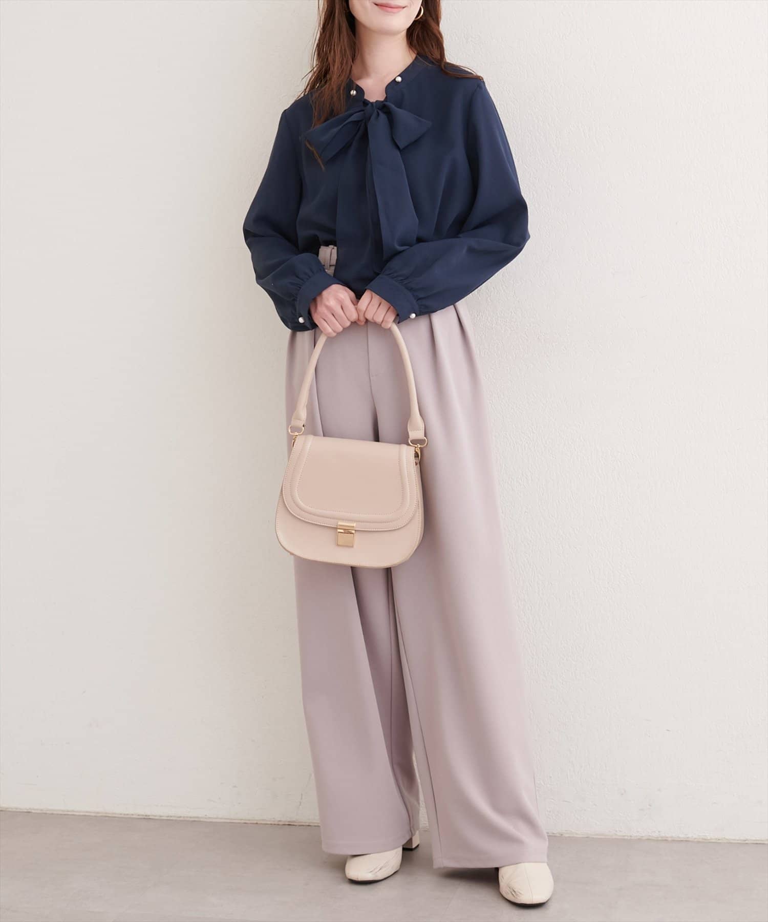 natural couture(ナチュラルクチュール) ２WAYリボンタイブラウス