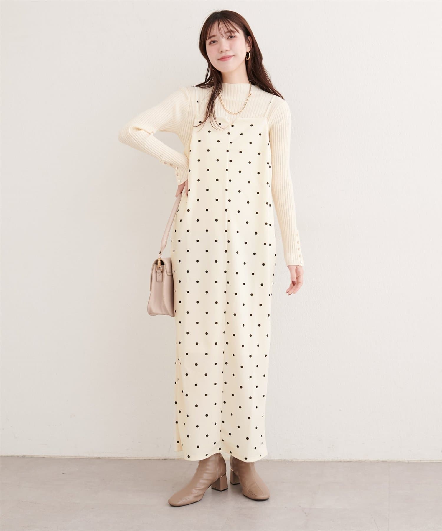 natural couture(ナチュラルクチュール) カットジョーゼットナローキャミワンピース