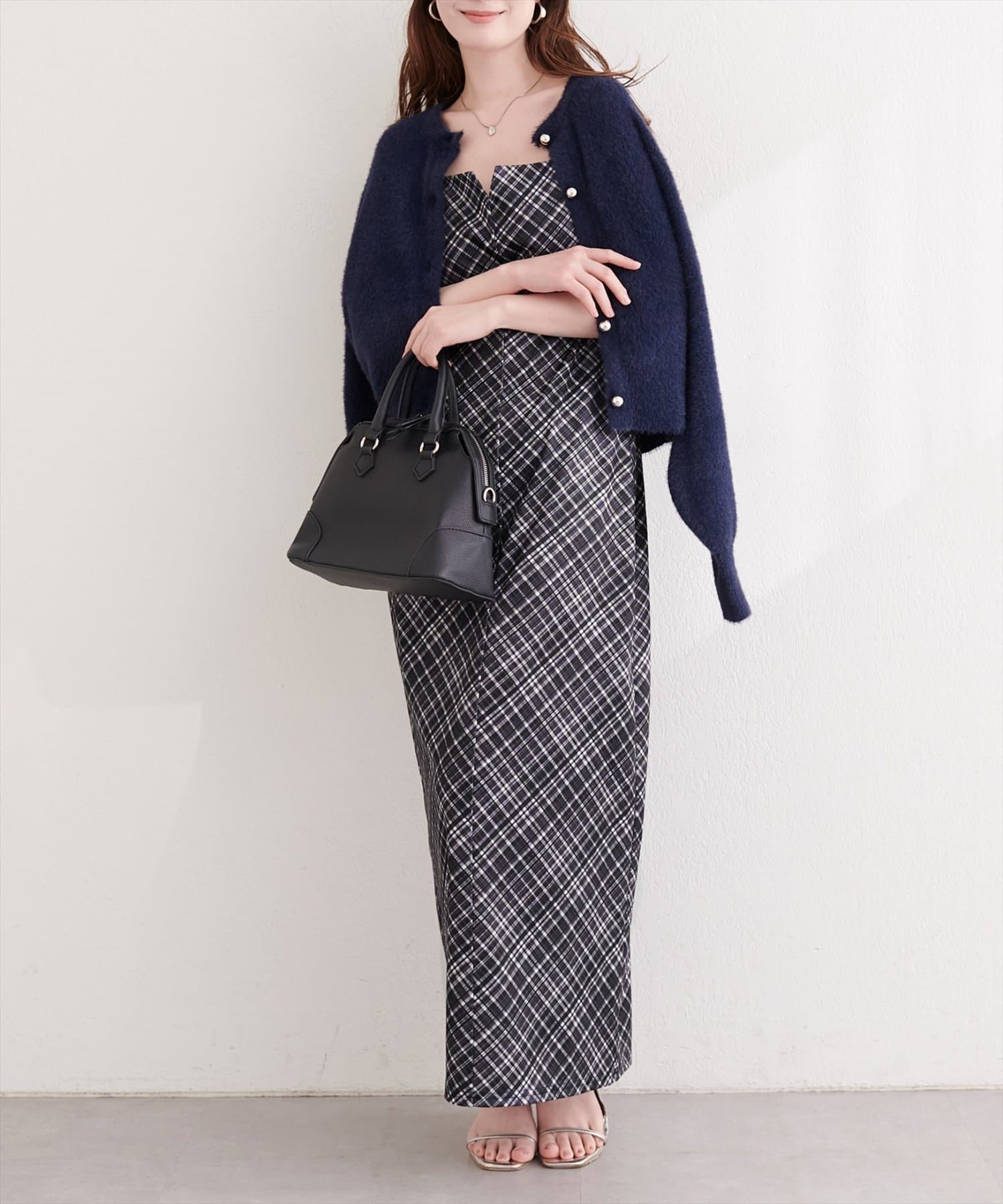 natural couture(ナチュラルクチュール) カットジョーゼットナローキャミワンピース