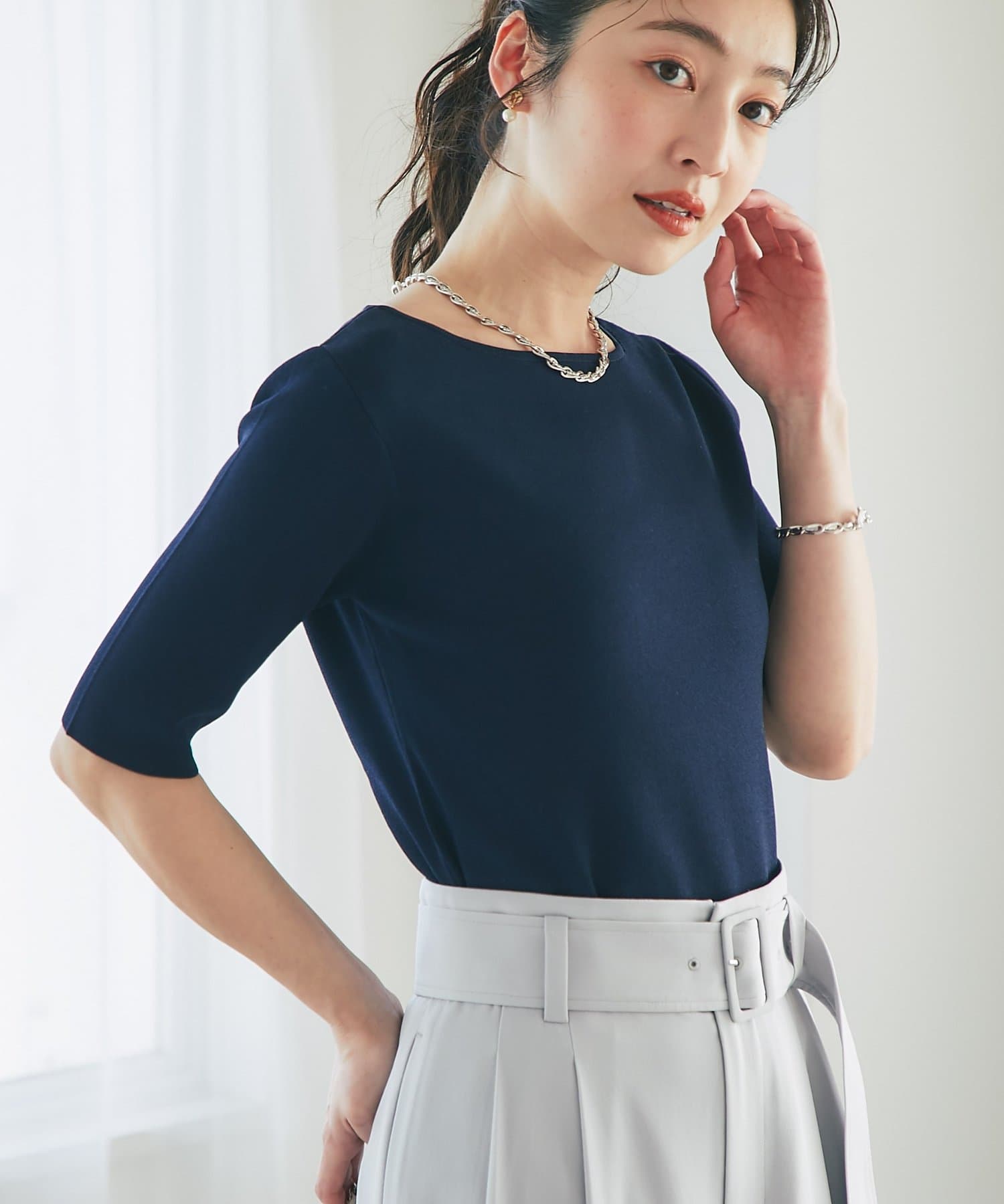 La boutique BonBon(ラブティックボンボン) 【復刻・新色イエロー登場】クールタッチUV総針5分袖ニット