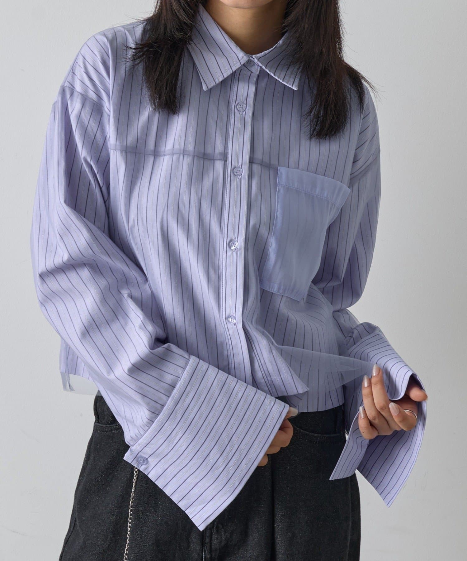 -goocy-(グーシー) チュール被せショートシャツ