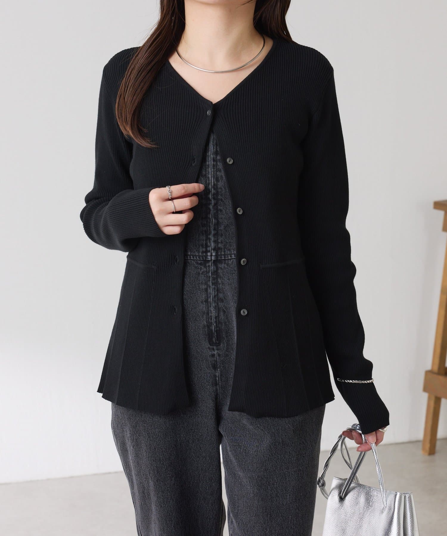 COLLAGE GALLARDAGALANTE(コラージュ ガリャルダガランテ) 【スタイルアップ】リブペプラムカーディガン