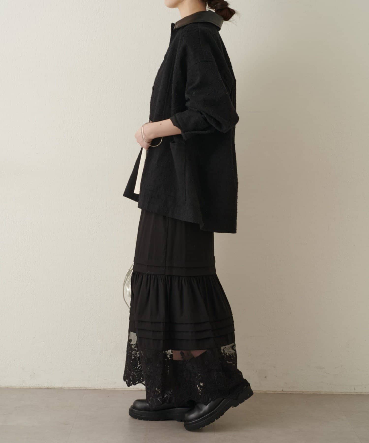 Omekashi(オメカシ) レザー襟取り外しカバーオール