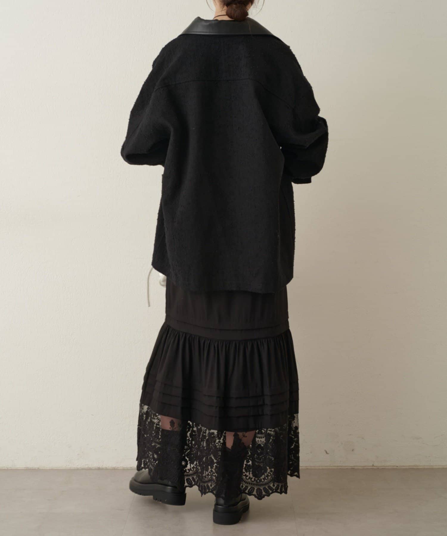 Omekashi(オメカシ) レザー襟取り外しカバーオール