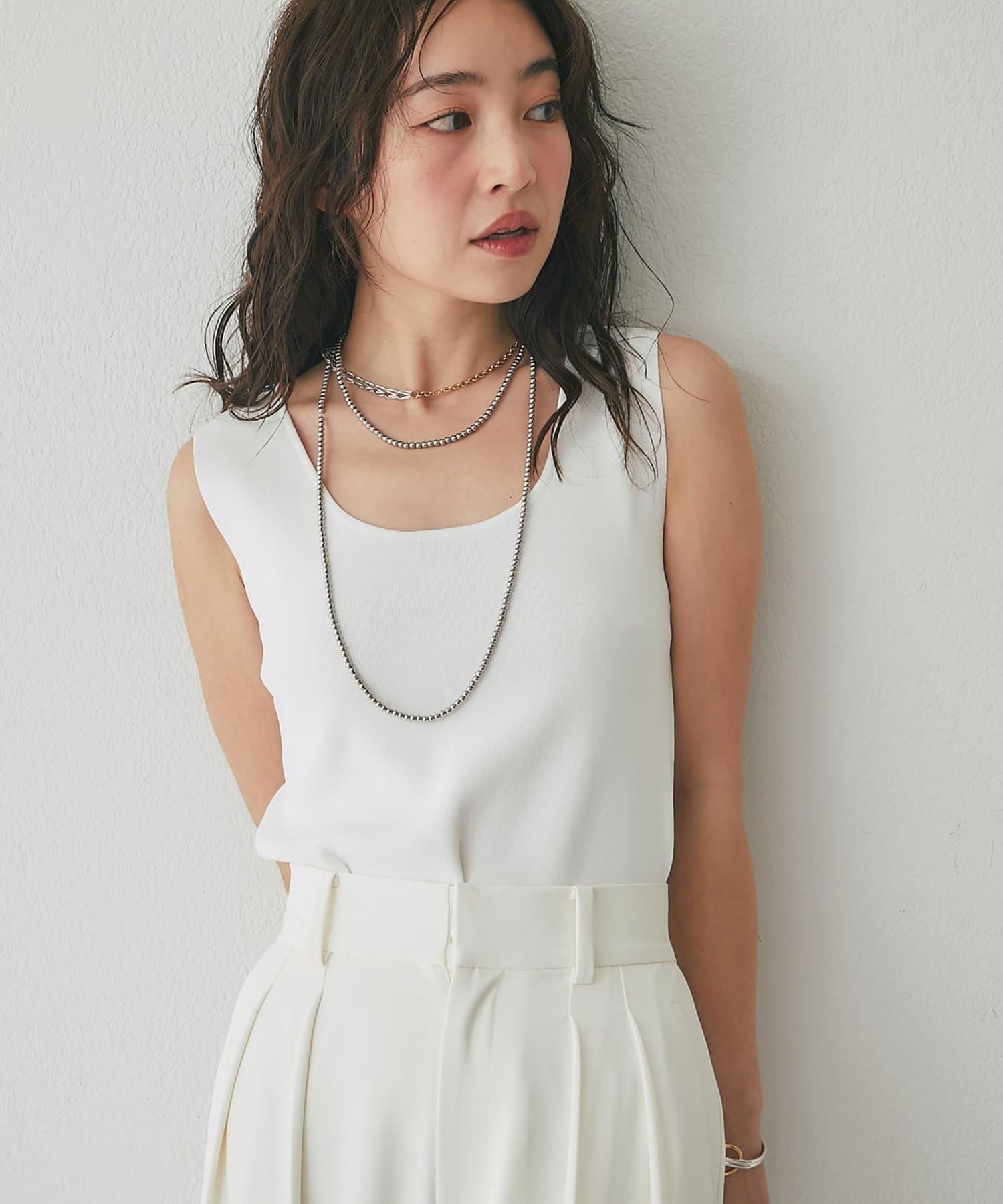 La boutique BonBon(ラブティックボンボン) 【接触冷感・2WAY着用可】クールタッチUV総針前後2WAYタンク