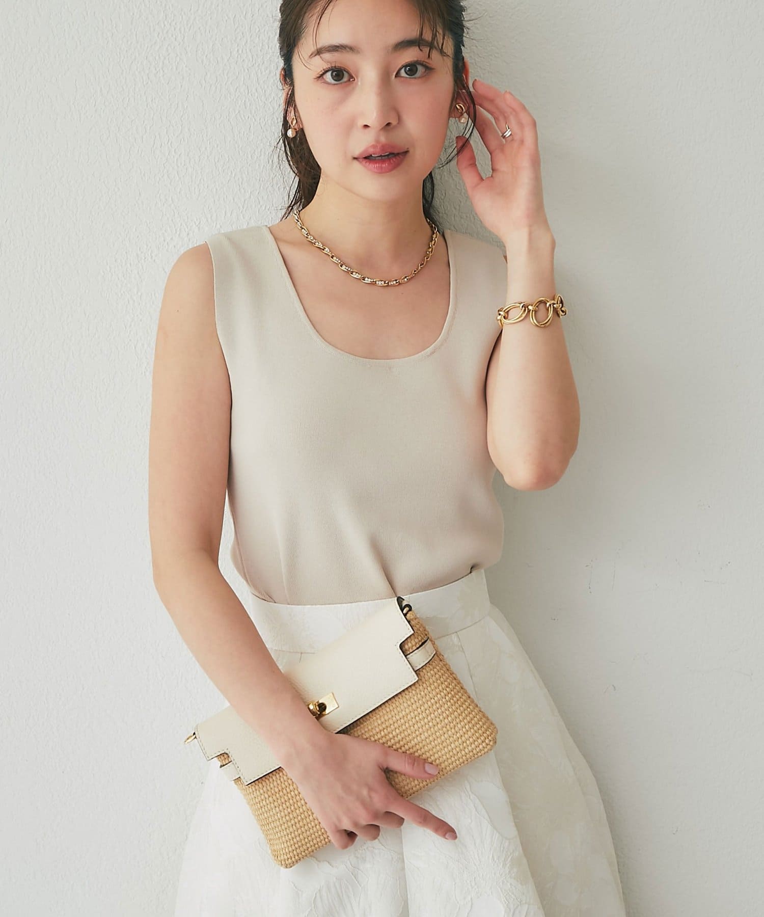 La boutique BonBon(ラブティックボンボン) 【接触冷感・2WAY着用可】クールタッチUV総針前後2WAYタンク