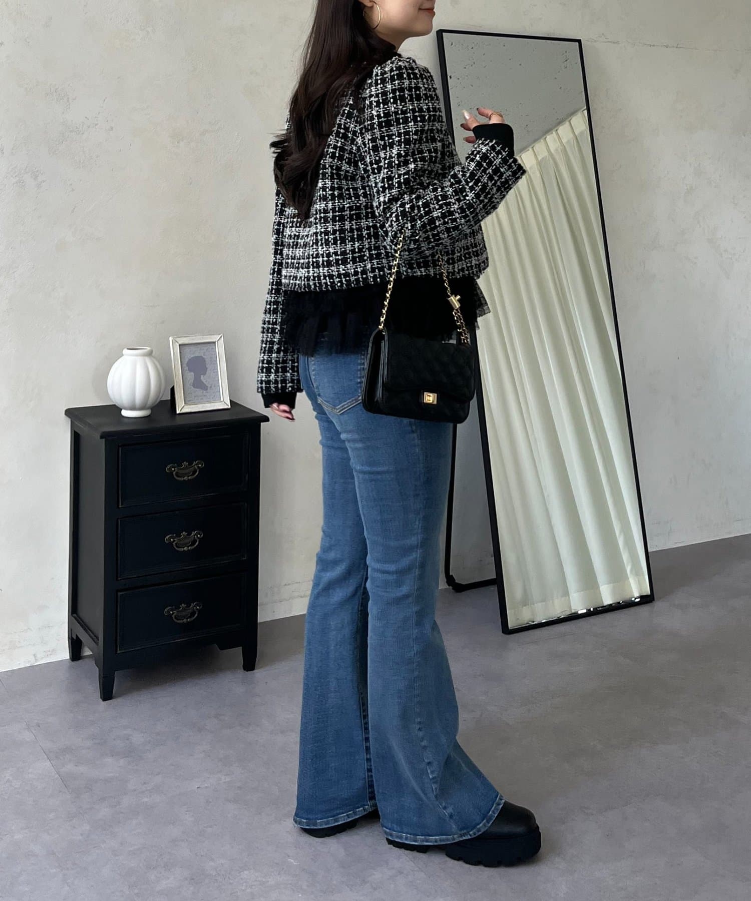 prose verse(プロズヴェール) パフスリーブショート丈ツイードジャケット