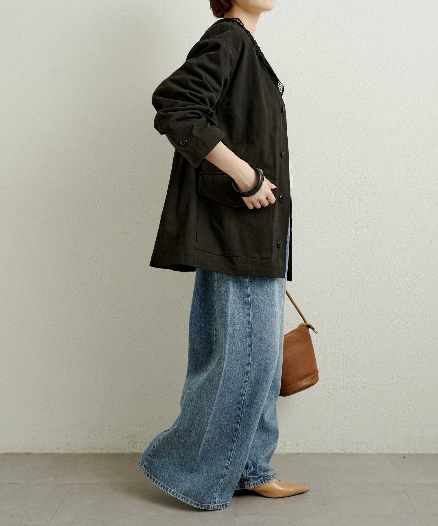 Omekashi(オメカシ) 襟レース付きミリタリージャケット