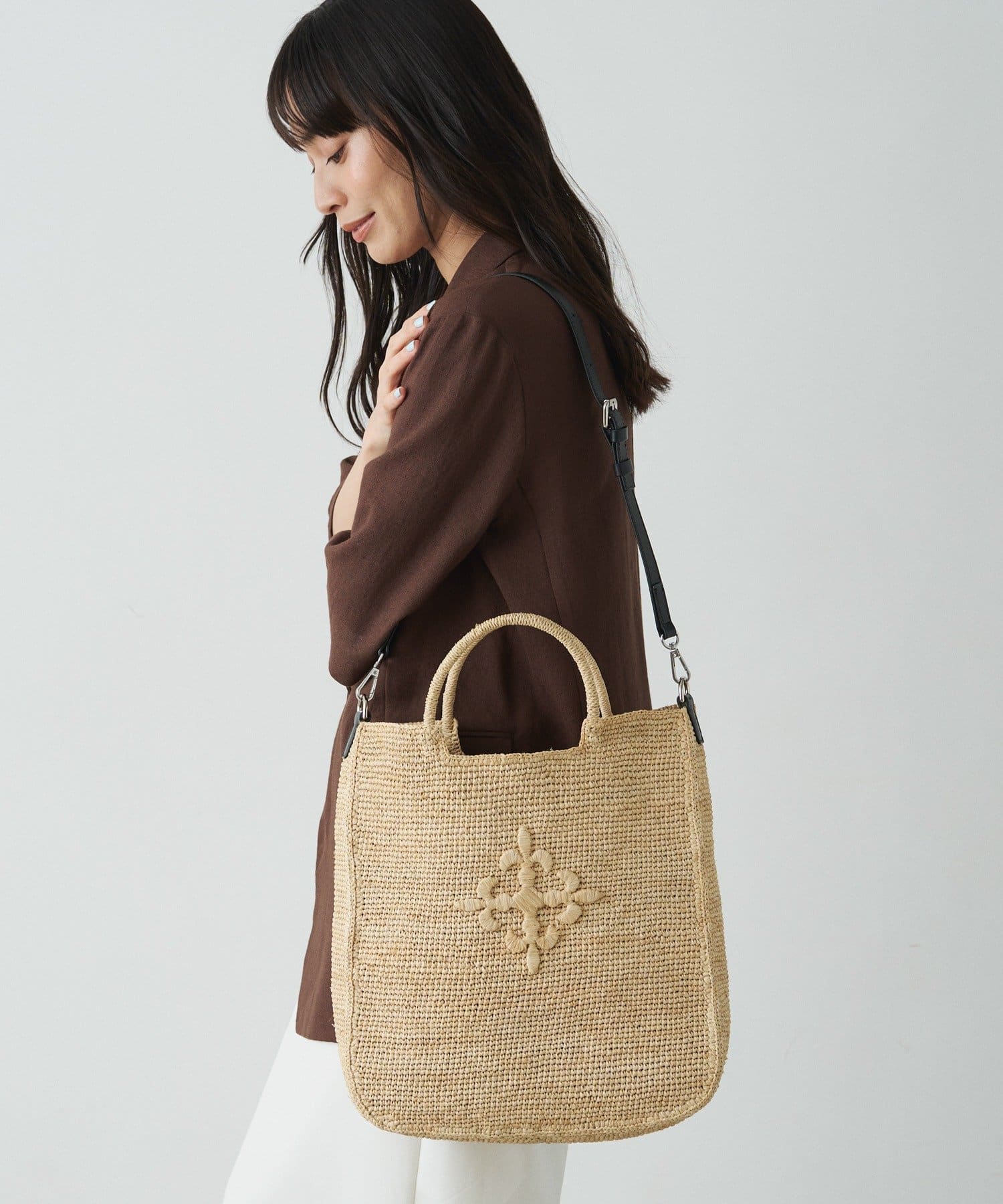 russet(ラシット) インド製ラフィア2WAYトートバッグ