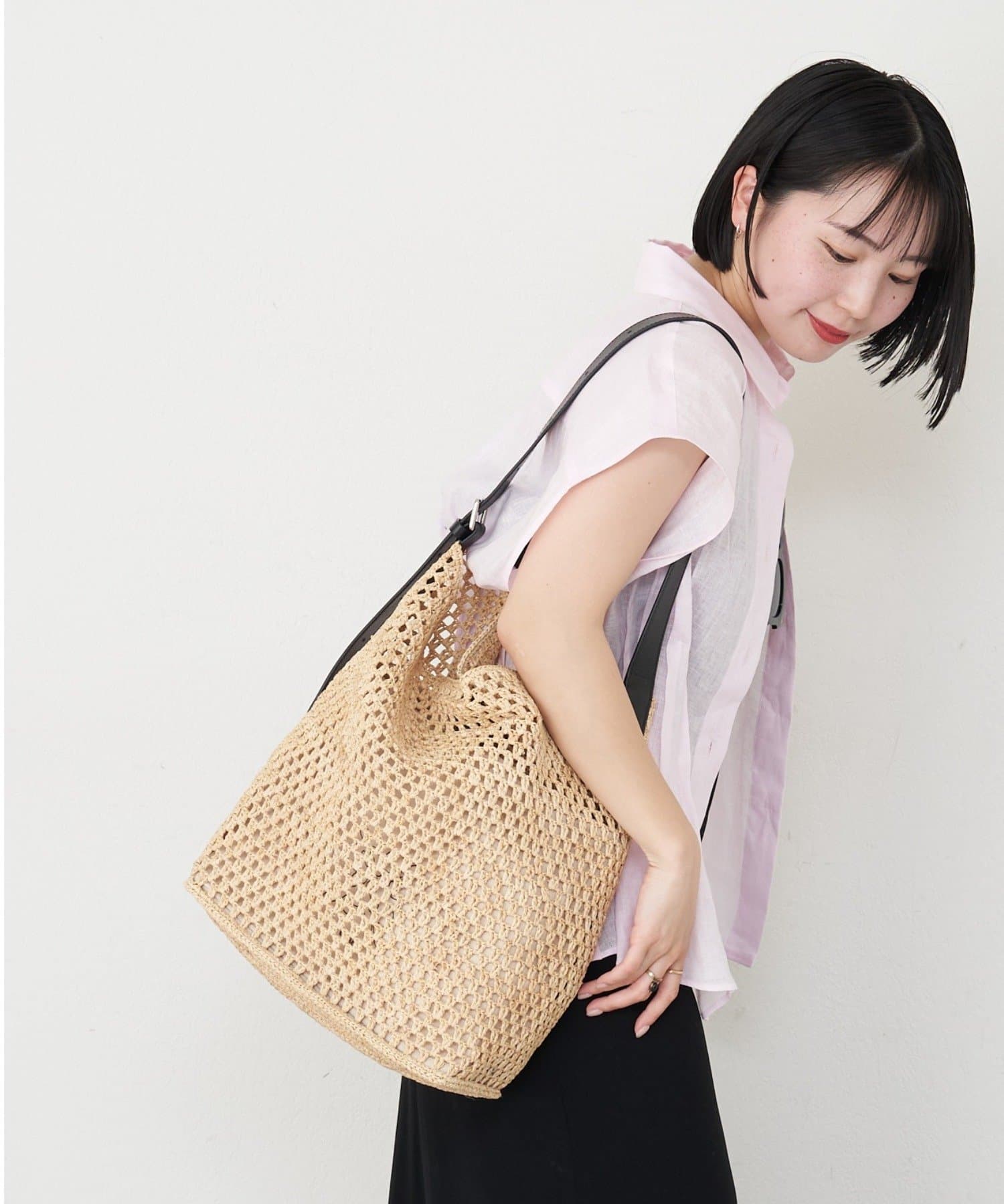 russet(ラシット) インド製ラフィアワンショルダーバッグ