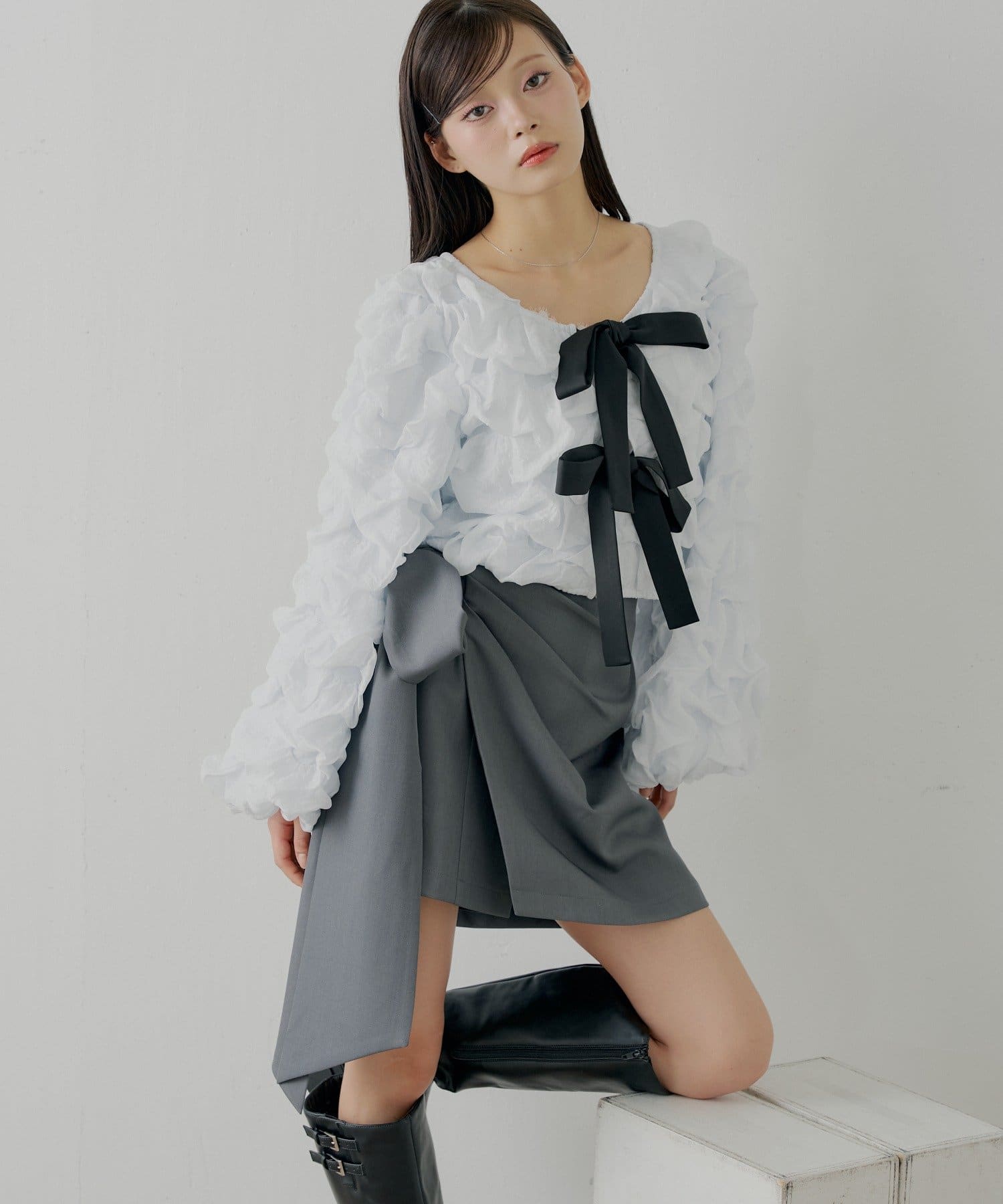 Chico(チコ) 【12/19(金)18時販売】リボンラップスカート+スラックスハーフパンツ