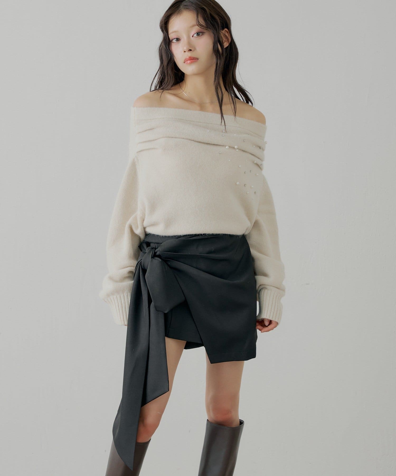 Chico(チコ) 【12/19(金)18時販売】リボンラップスカート+スラックスハーフパンツ