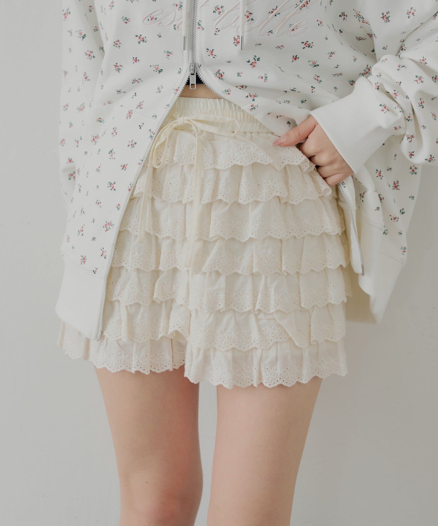 Chico(チコ) 【12/19(金)18時販売】レースフリルティアードスカート